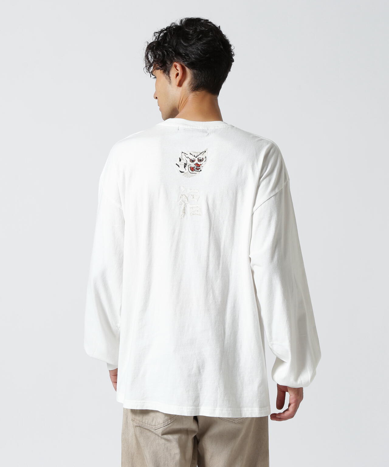 REMI RELIEF(レミレリーフ) 別注LW加工20/-天竺BIGサイズロンT（刺繍：福）