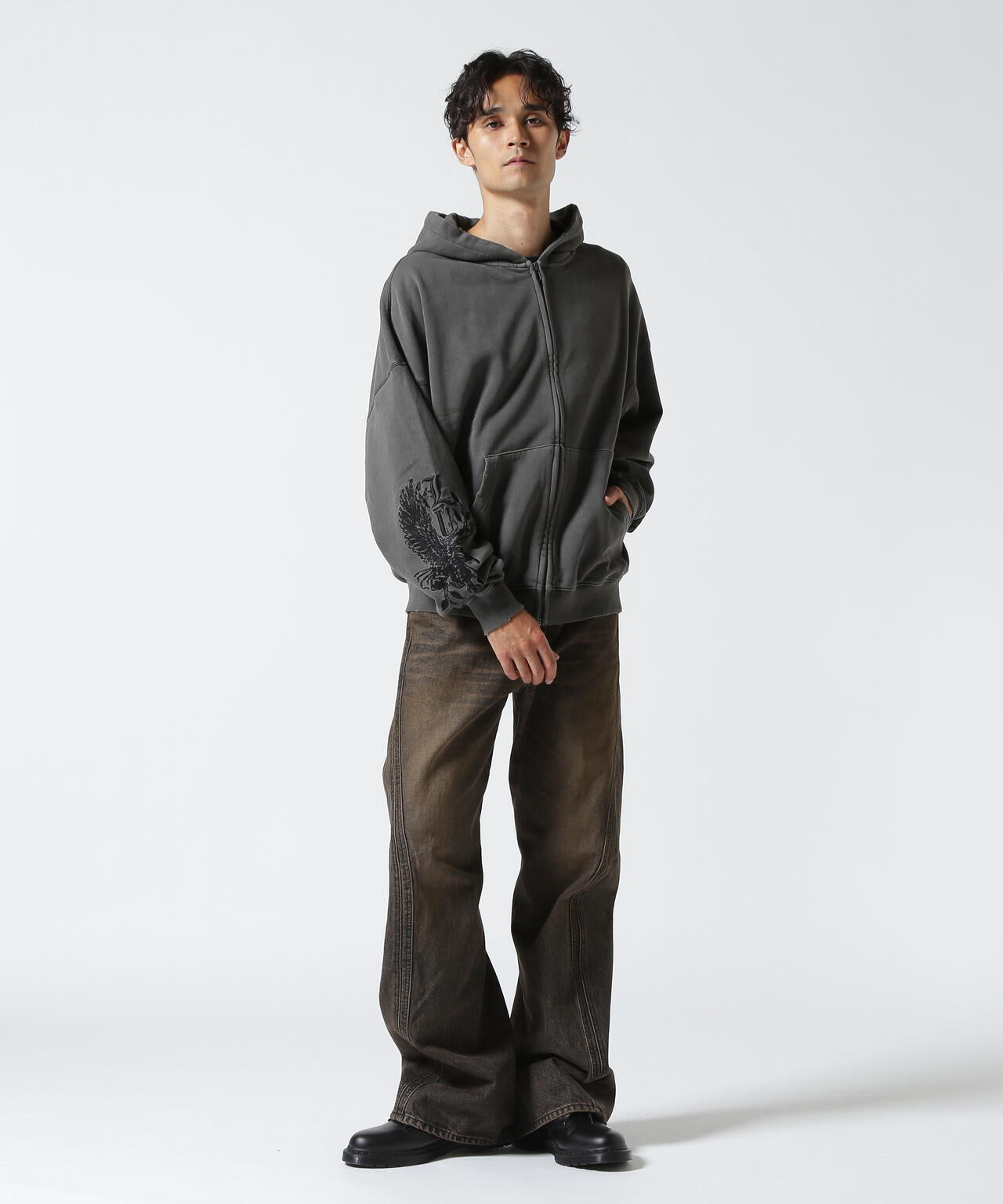 LUSOR（ルーソル）PIGMENT SWEAT ZIP HOODIE FLOWER