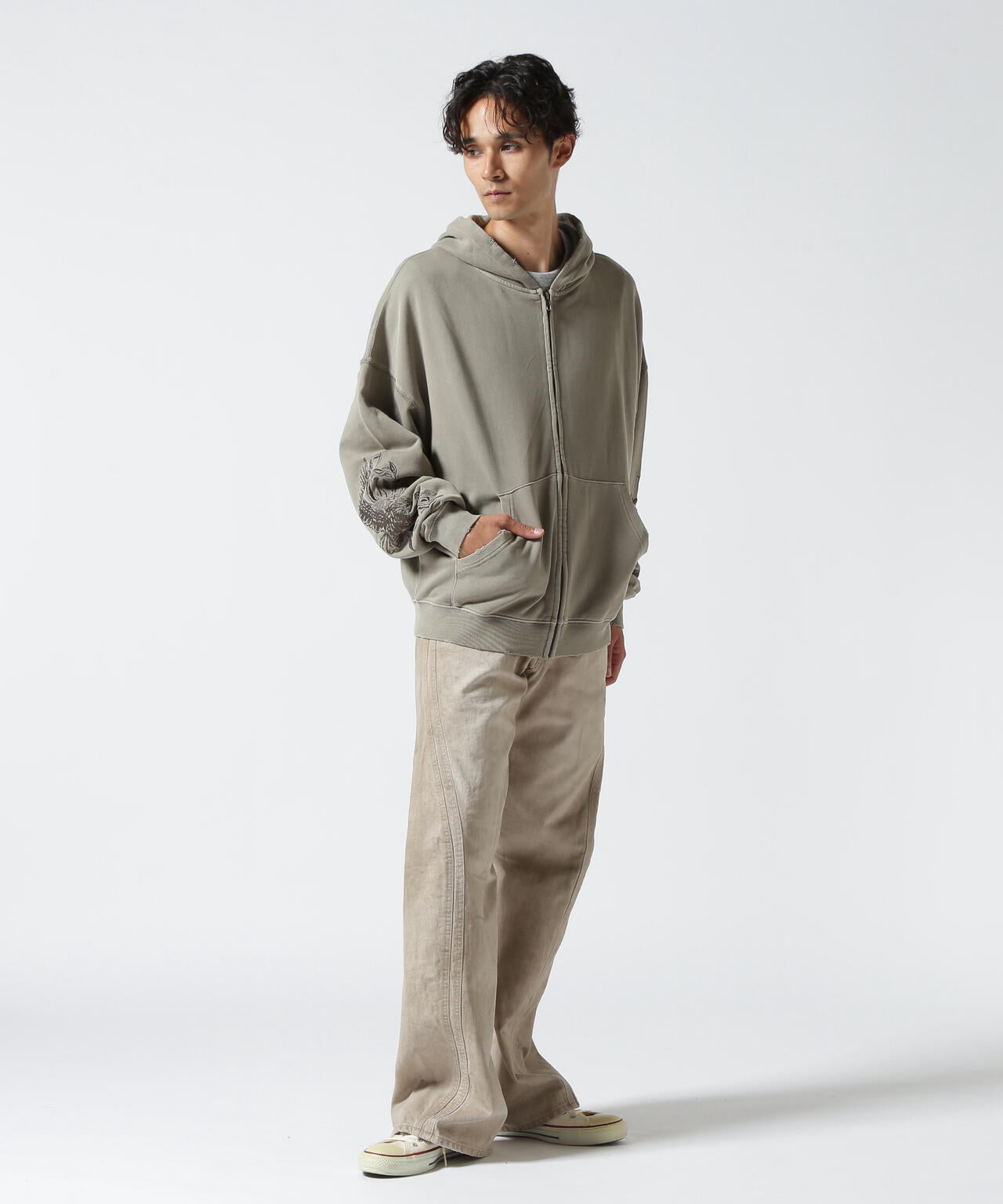 LUSOR（ルーソル）PIGMENT SWEAT ZIP HOODIE FLOWER