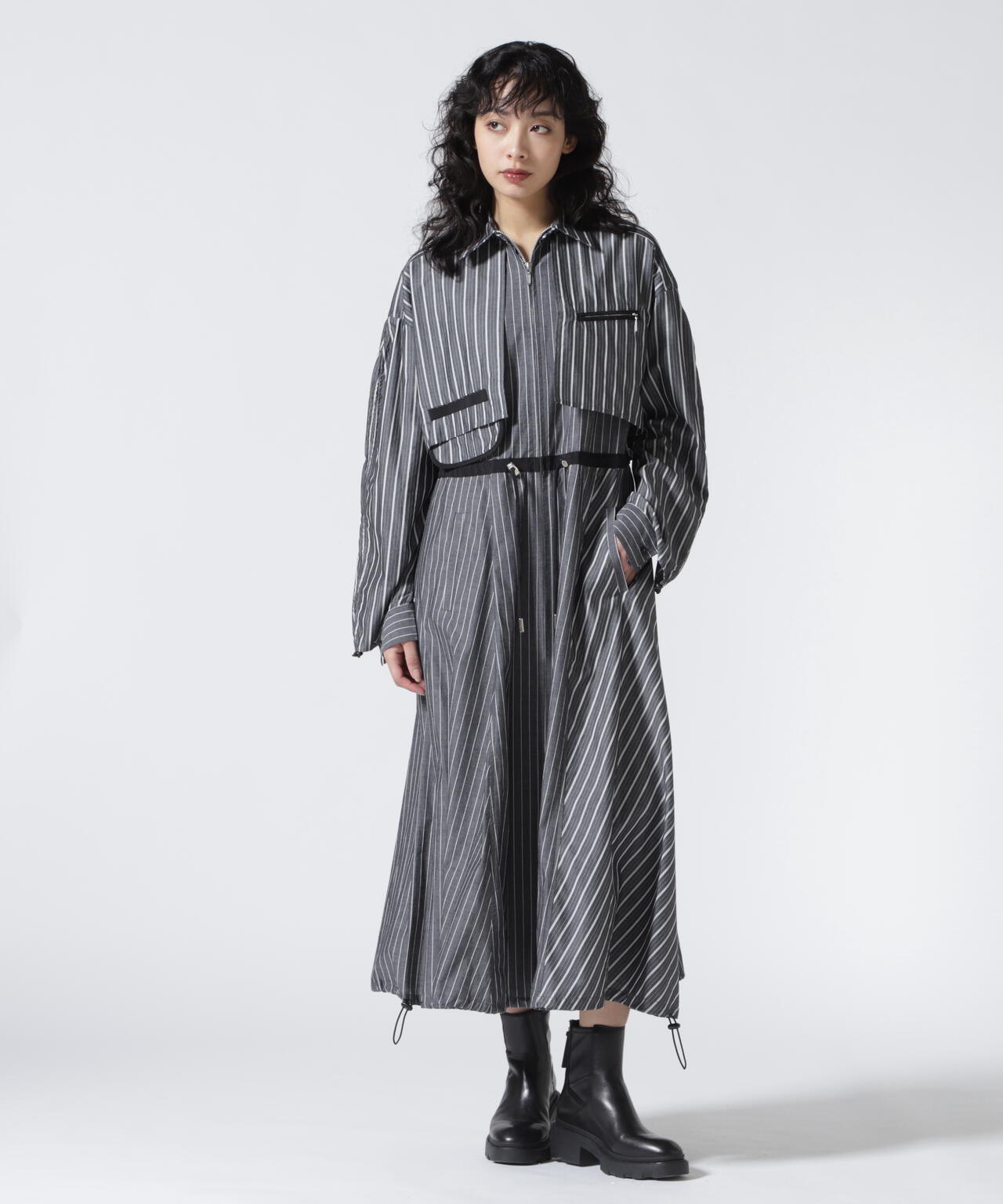 AULA AILA（アウラ アイラ）別注ウエストドロストリングシャツワンピース