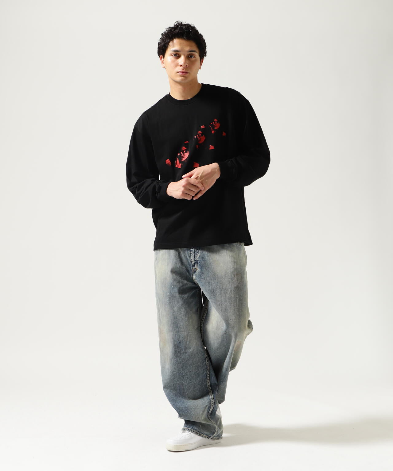 GOD SELECTION XXX/3 FACE LONG SLEEVE T-SHIRT