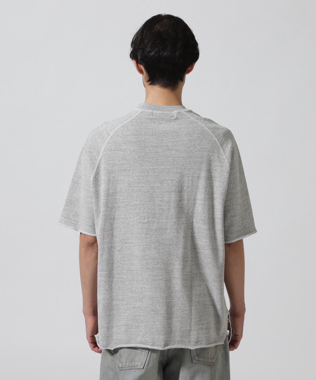 REMI RELIEF(レミレリーフ)別注 SP加工8/天竺ラグランT GREY(LEOPARDS)