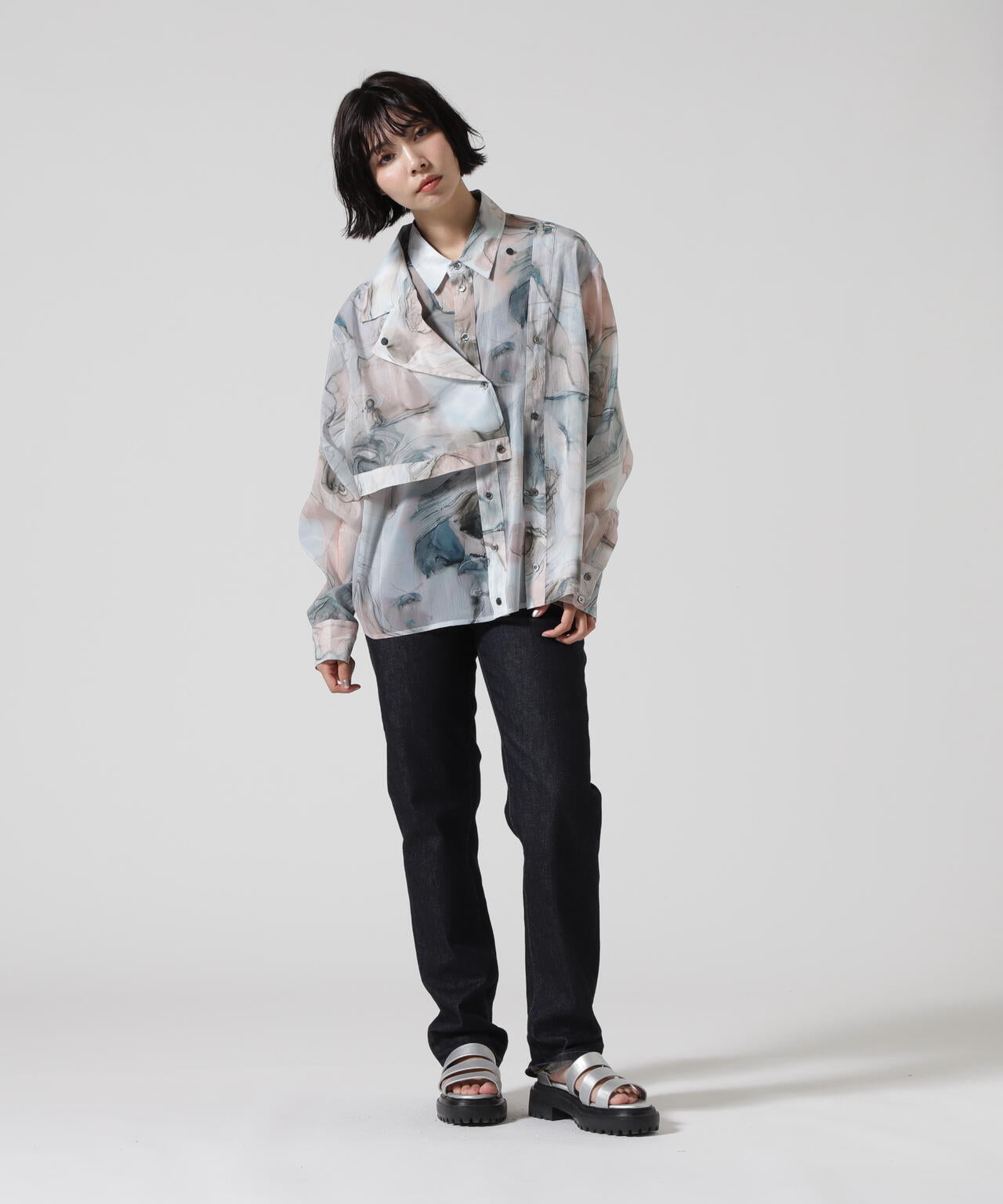 CASANE（カサネ）別注マーブルペイントデザインシャツ