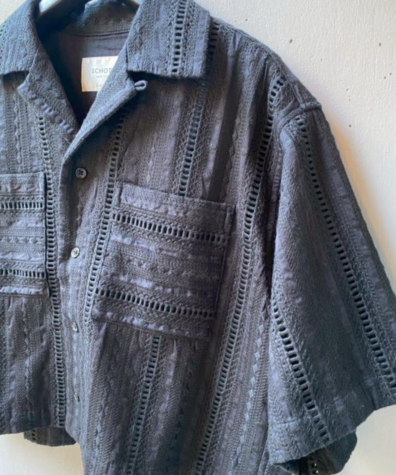 Schott×RUMBLE RED（ショット×ランブルレッド）オリジナル刺繍半袖開襟シャツ
