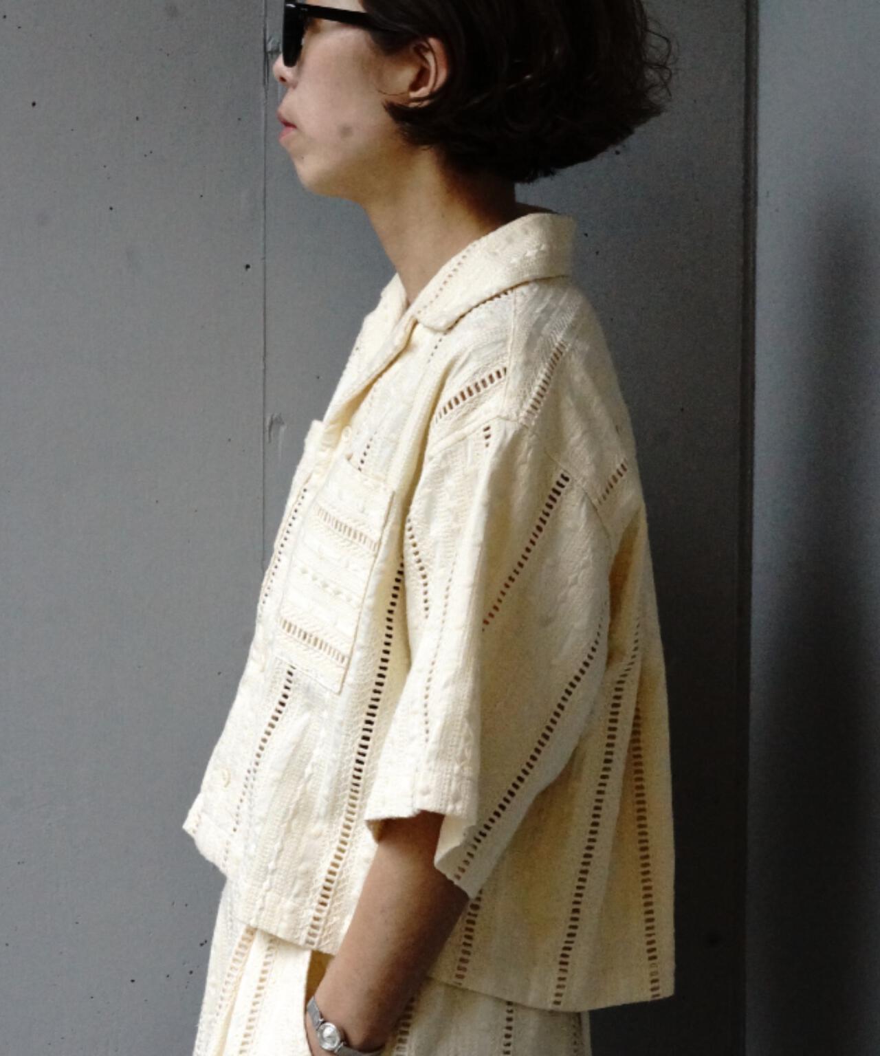 Schott×RUMBLE RED（ショット×ランブルレッド）オリジナル刺繍半袖開襟シャツ