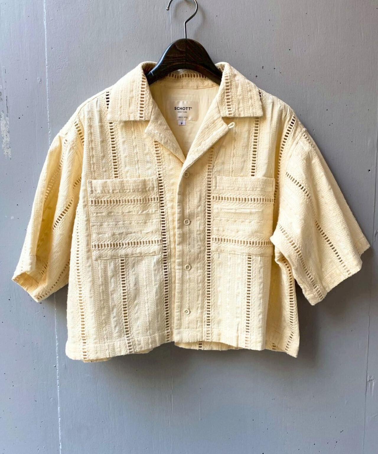 Schott×RUMBLE RED（ショット×ランブルレッド）オリジナル刺繍半袖開襟シャツ