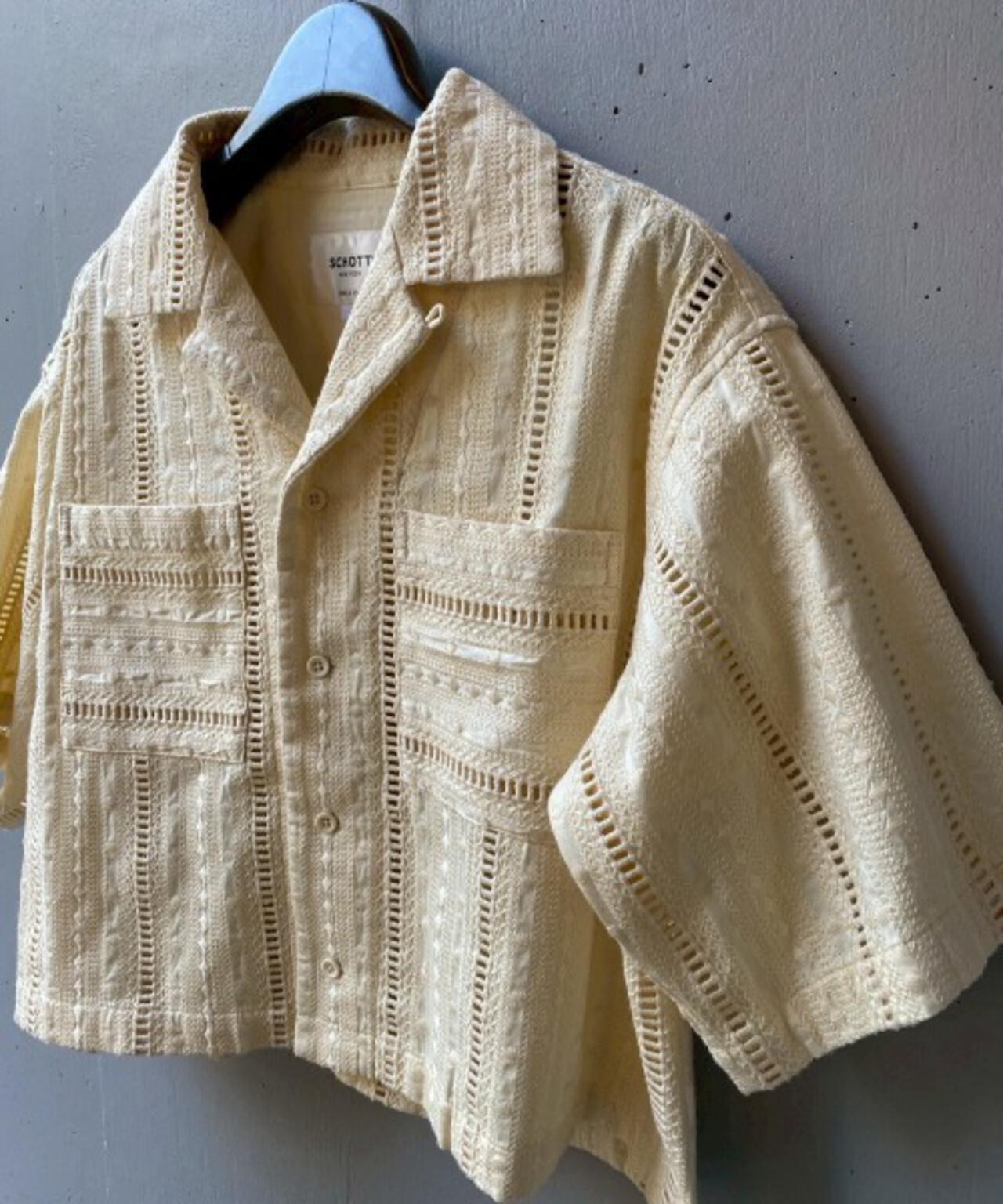 Schott×RUMBLE RED（ショット×ランブルレッド）オリジナル刺繍半袖開襟シャツ