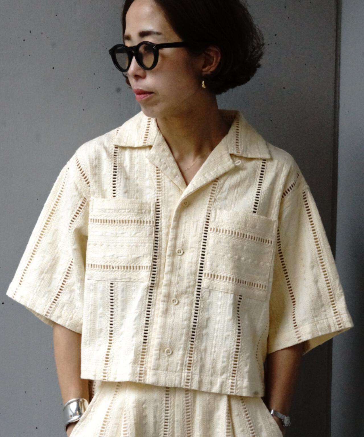 Schott×RUMBLE RED（ショット×ランブルレッド）オリジナル刺繍半袖開襟シャツ