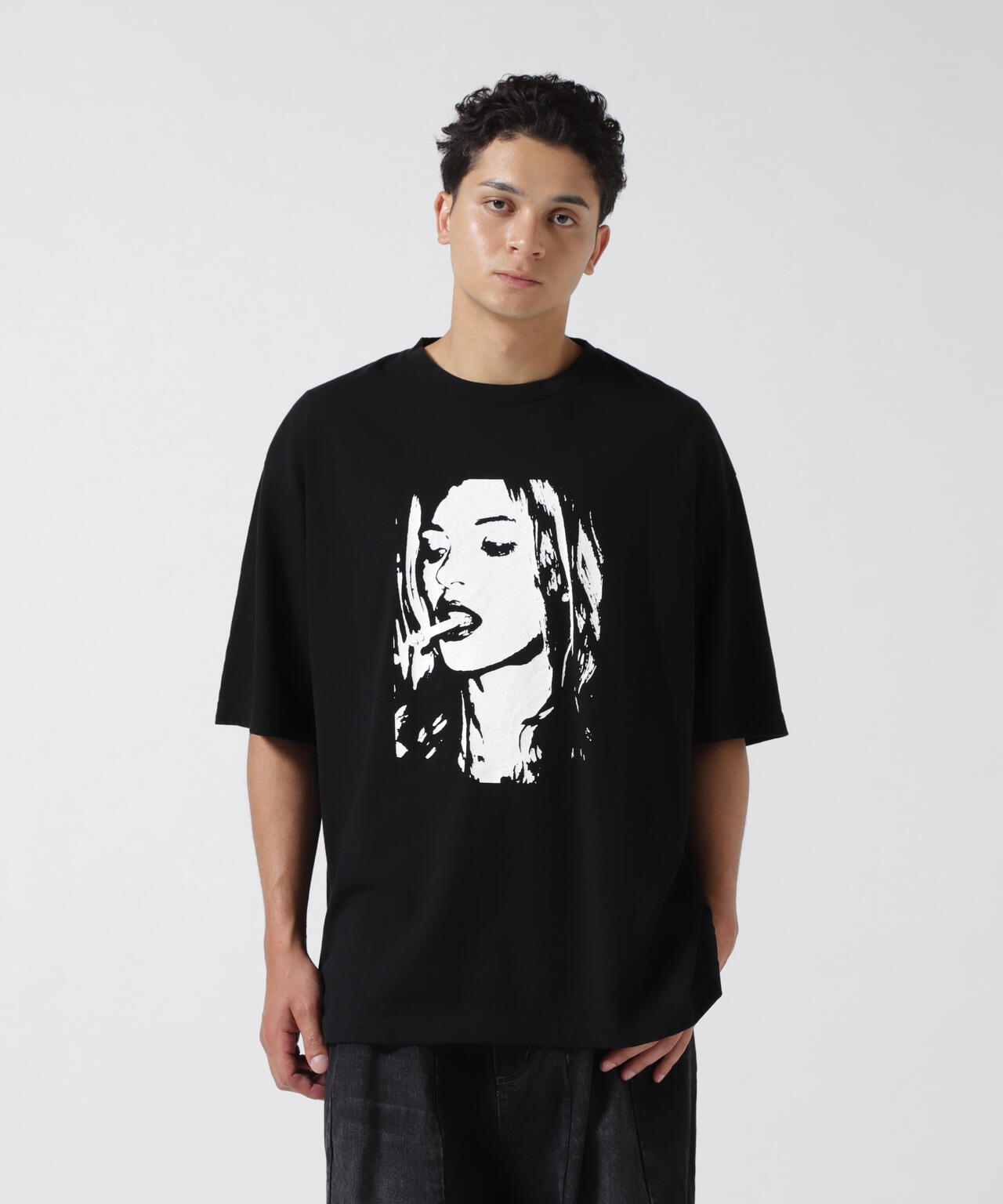 MINEDENIM（マインデニム）Monochrome Two tone Face Crewneck T-SH