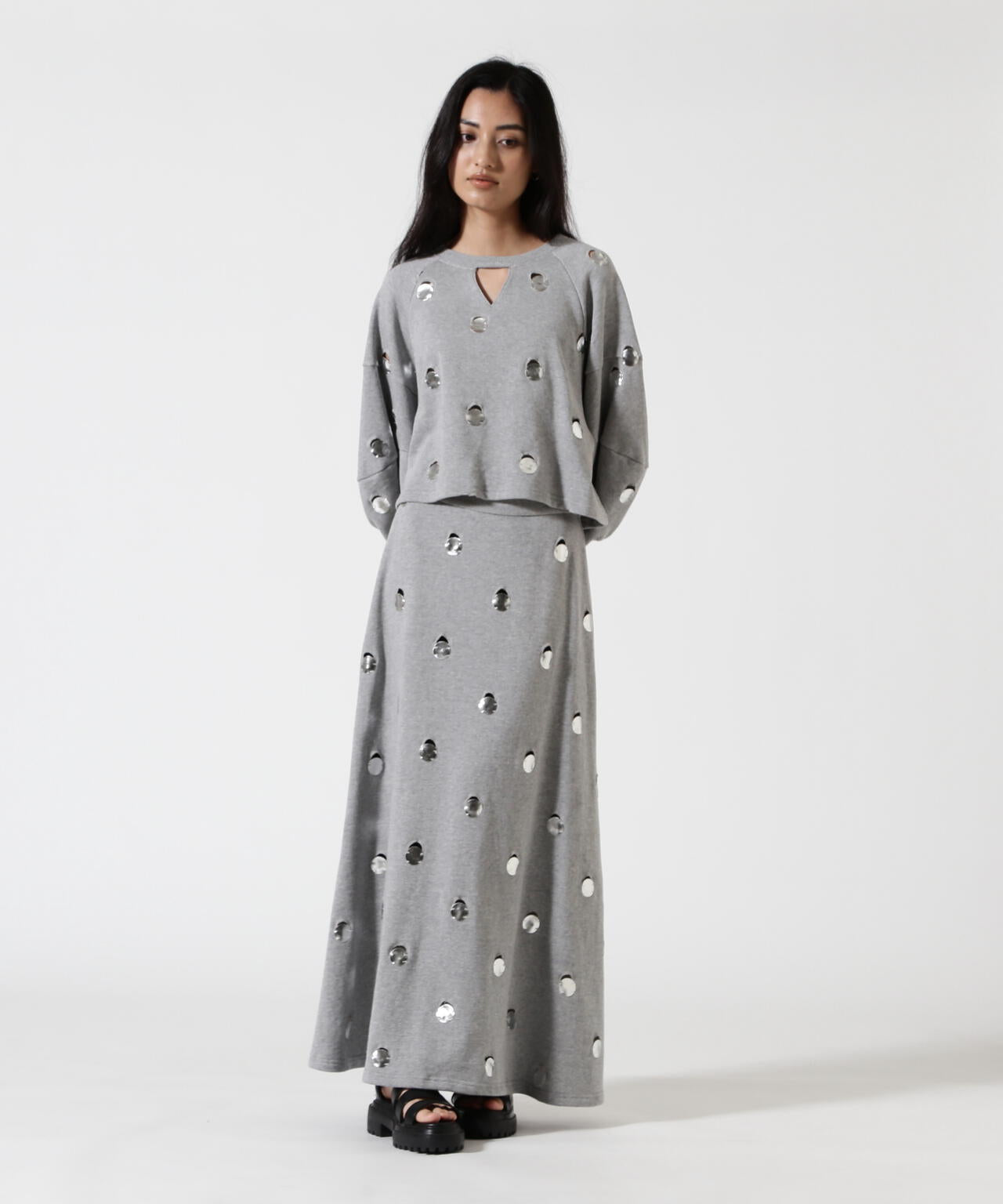 RUMCHE(ラムシェ) 別注DOT MIRROR SWEAT SKIRT