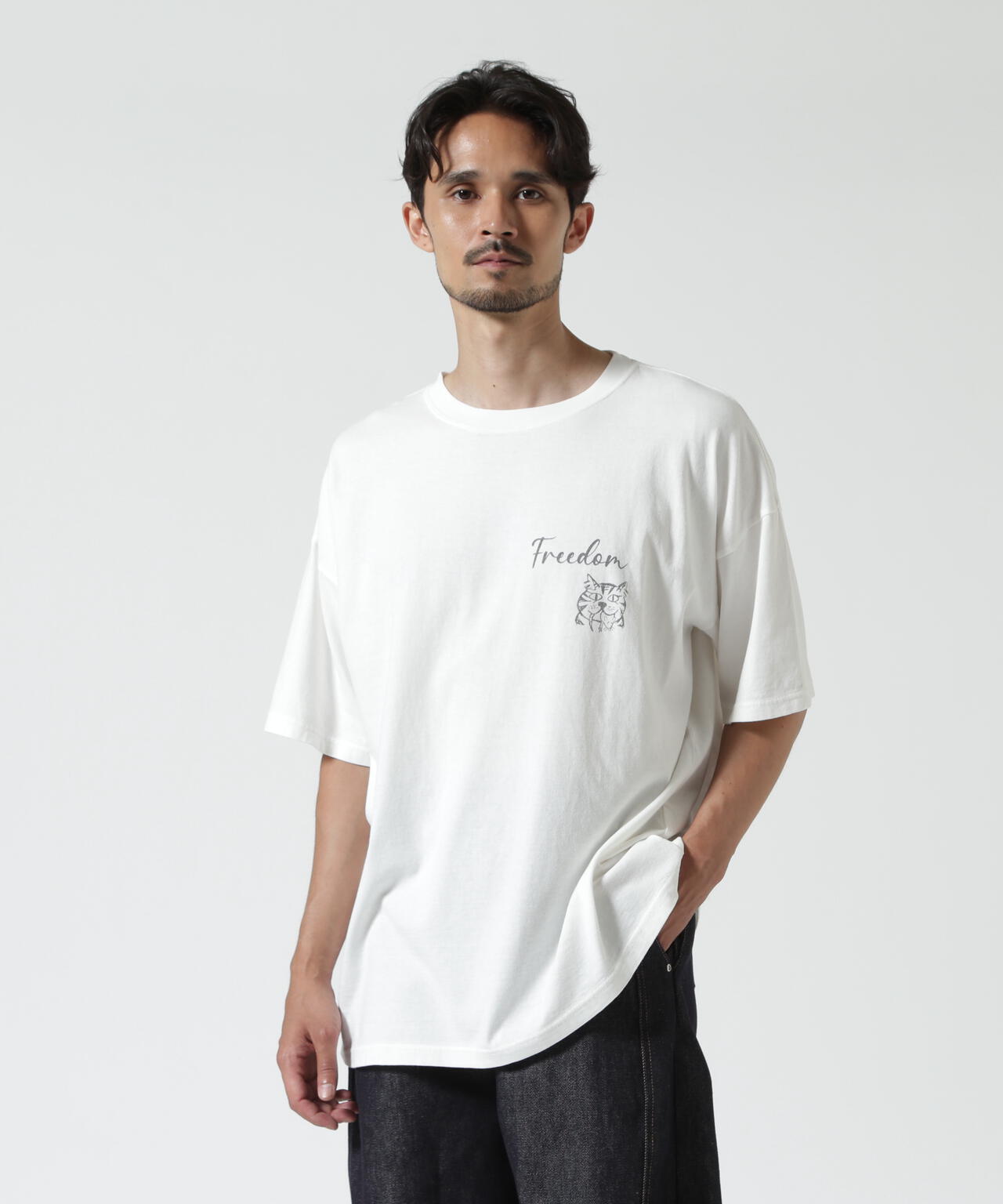 REMI RELIEF（レミレリーフ） 別注20/-天竺BIGサイズTシャツ（FREEDOM）