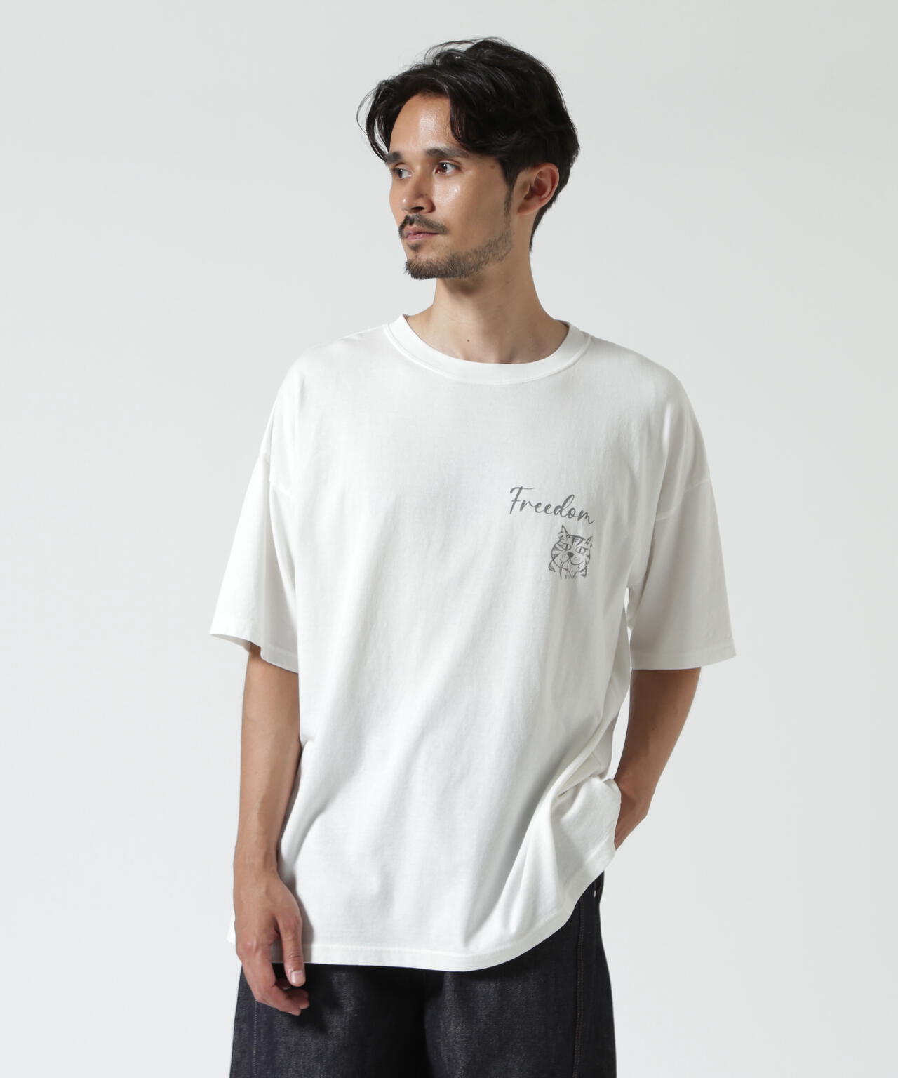 REMI RELIEF（レミレリーフ） 別注20/-天竺BIGサイズTシャツ（FREEDOM）
