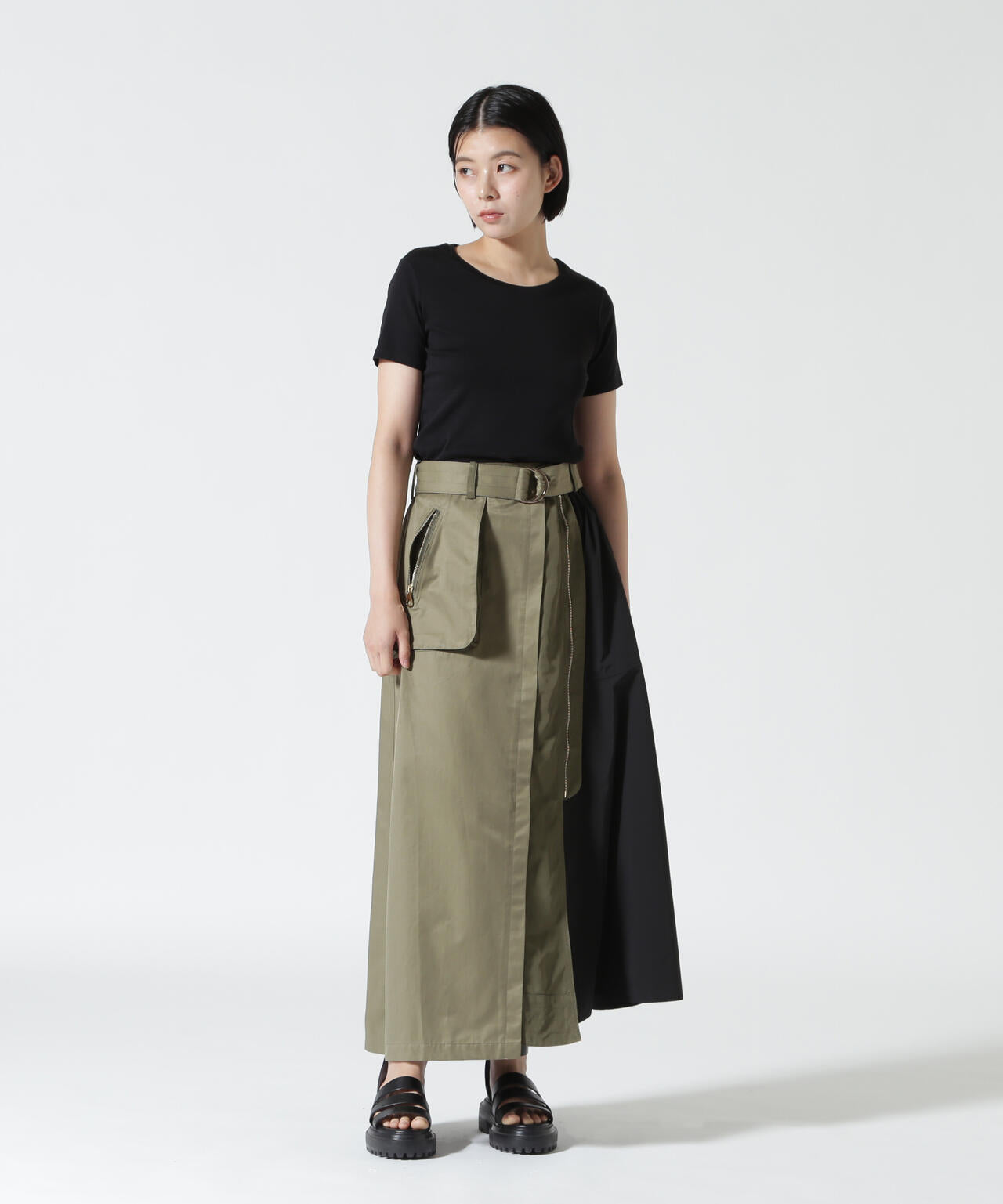 Risley(リズレー) 別注ベルト付アシンメトリーフレアスカート