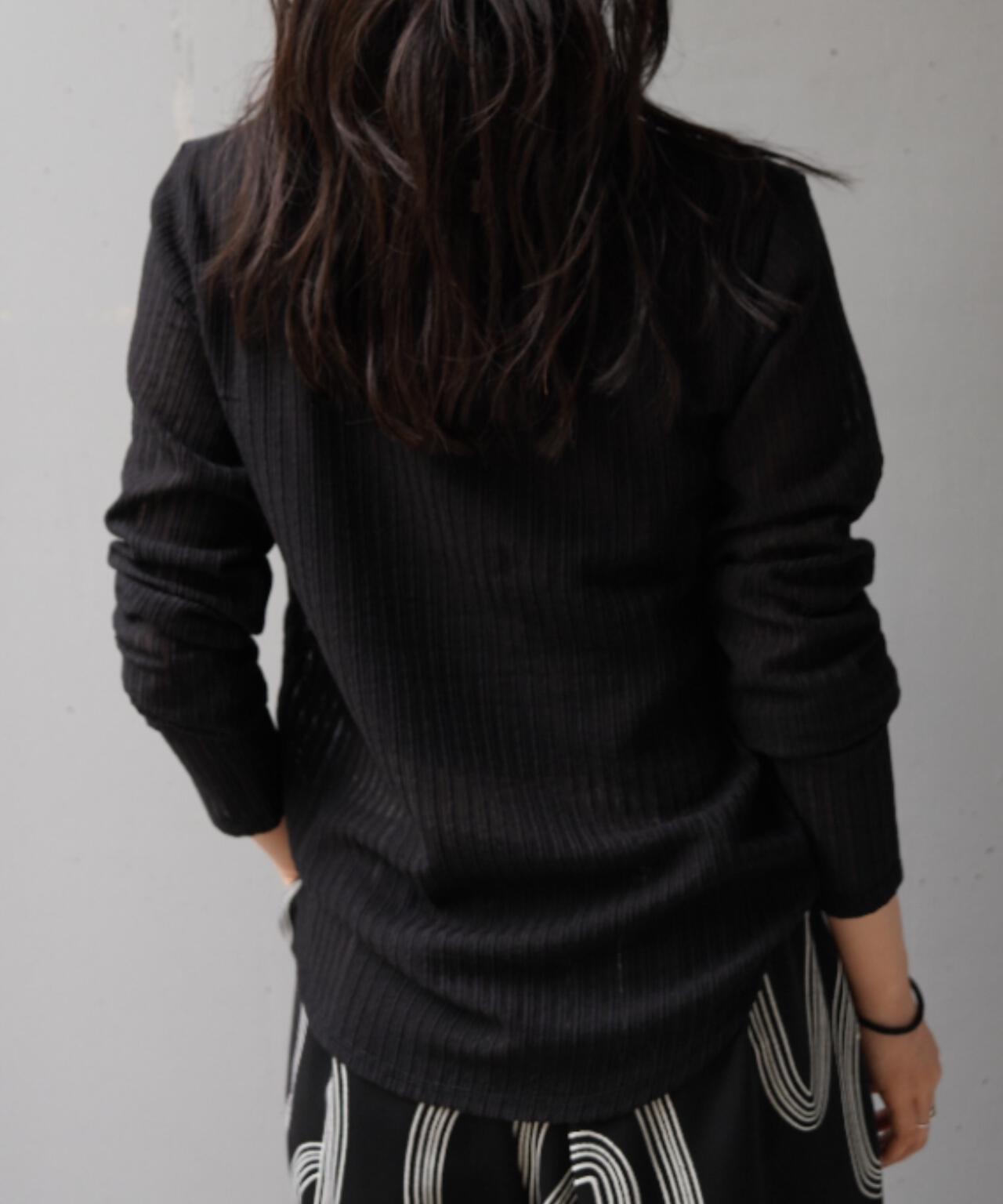 YENN（イエン）STRIPE SHEER RIB TEE