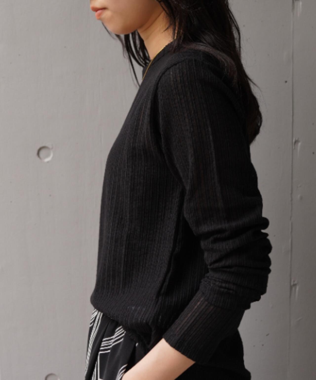 YENN（イエン）STRIPE SHEER RIB TEE