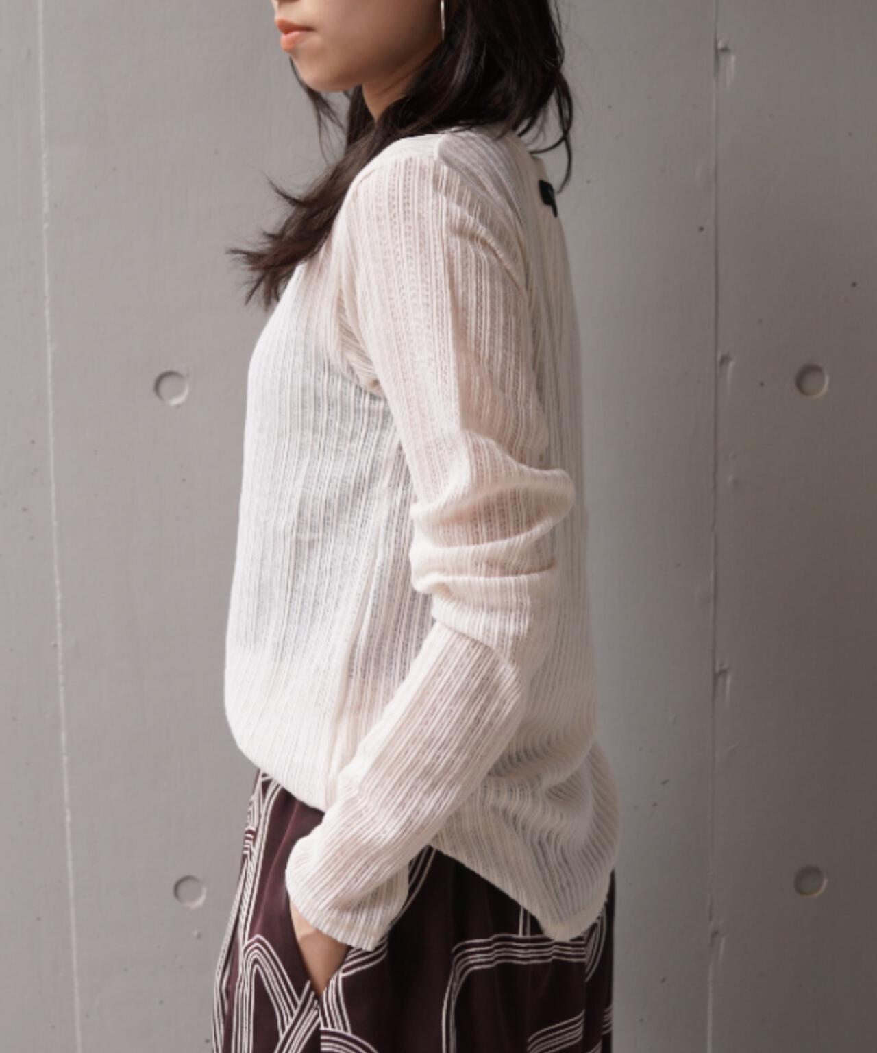 YENN（イエン）STRIPE SHEER RIB TEE