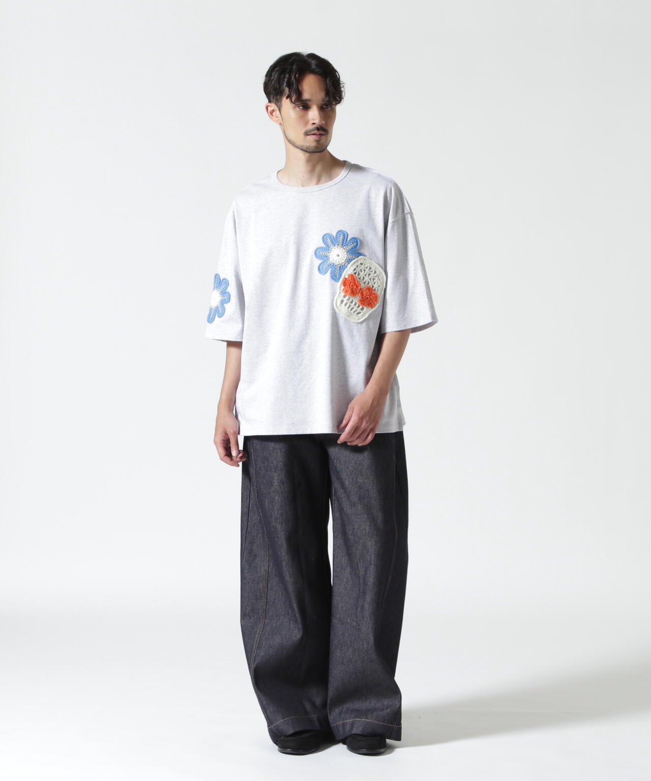 DISCOVERED / 別注MEXICAN SKULL CROCHET S/S TEE