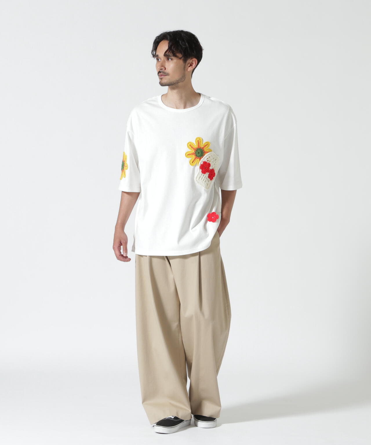 DISCOVERED / 別注MEXICAN SKULL CROCHET S/S TEE