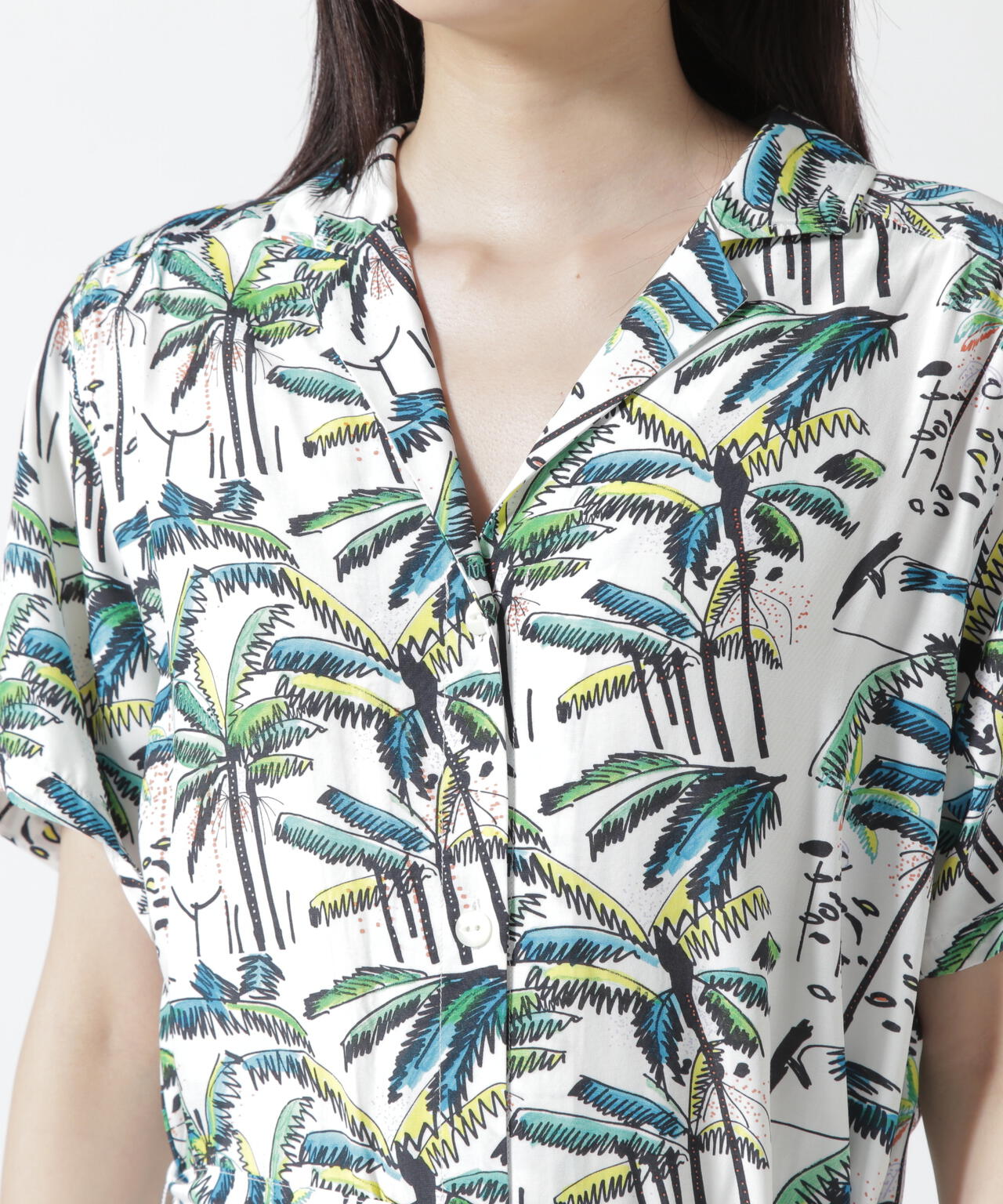 Aloha Blossom/アロハ ブロッサム/PALM TREE DRESS WHITE