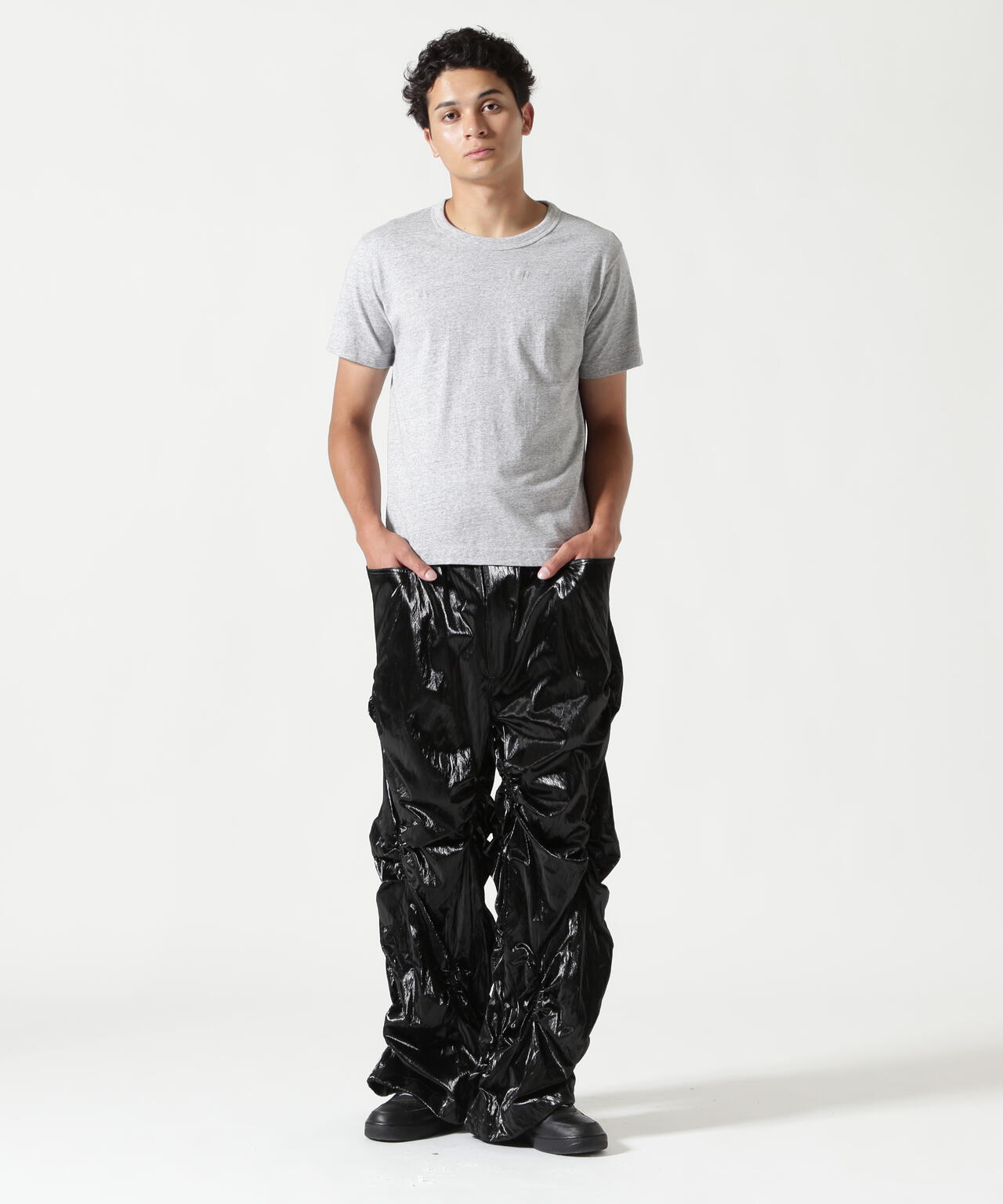 A.F ARTEFACT/エーエフ・アーティファクト/LEATER TEX GATHER WIDE PANT
