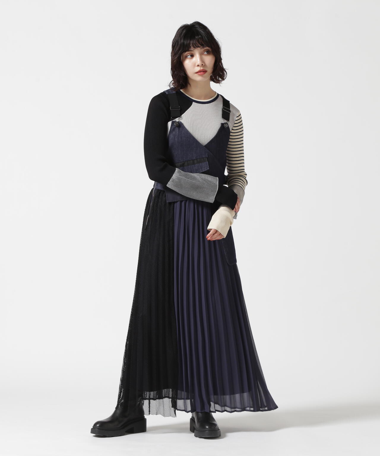 AULA AILA/アウラアイラ/DENIM COMBINATION JUMPER SKIRT