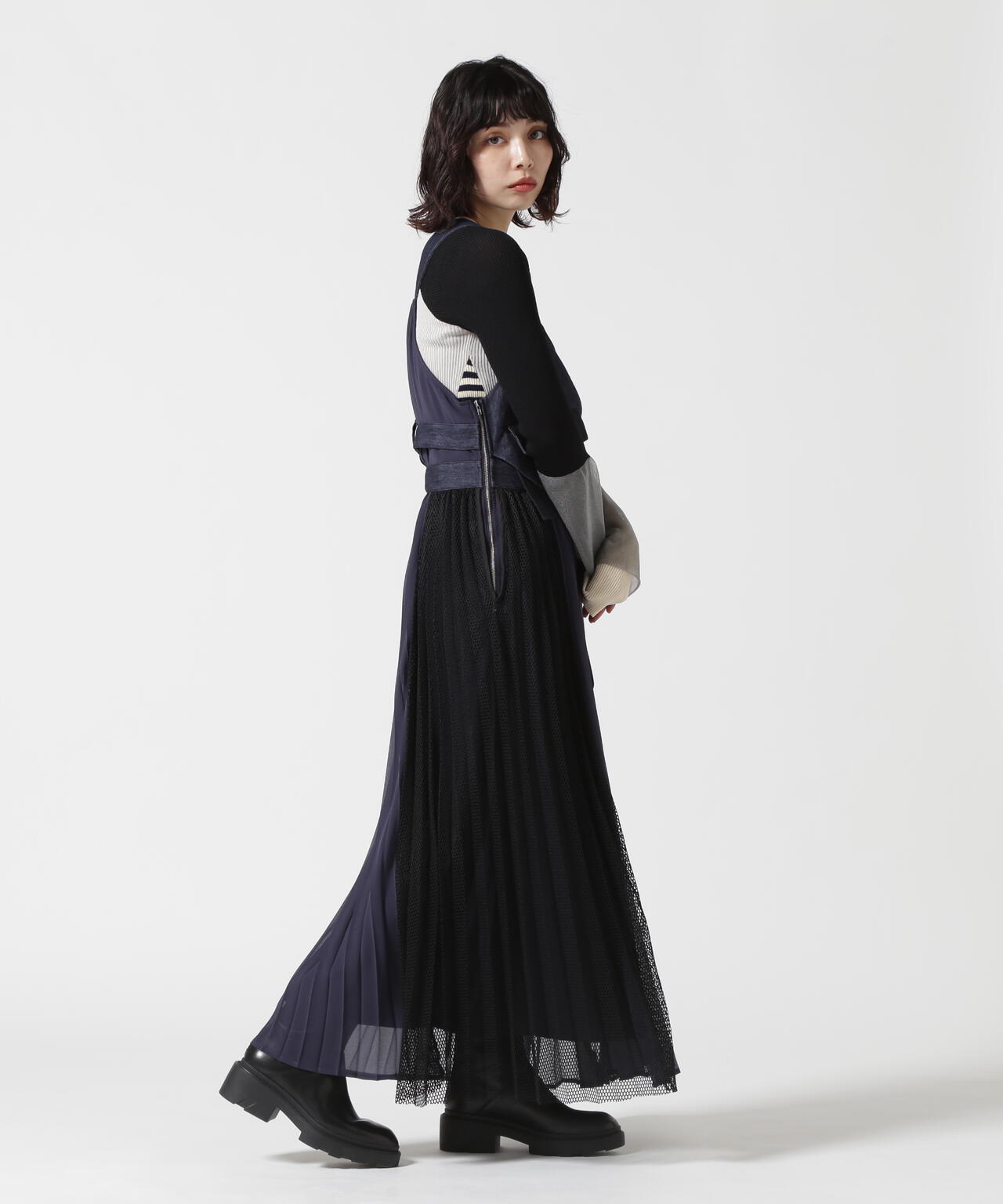 AULA AILA/アウラアイラ/DENIM COMBINATION JUMPER SKIRT