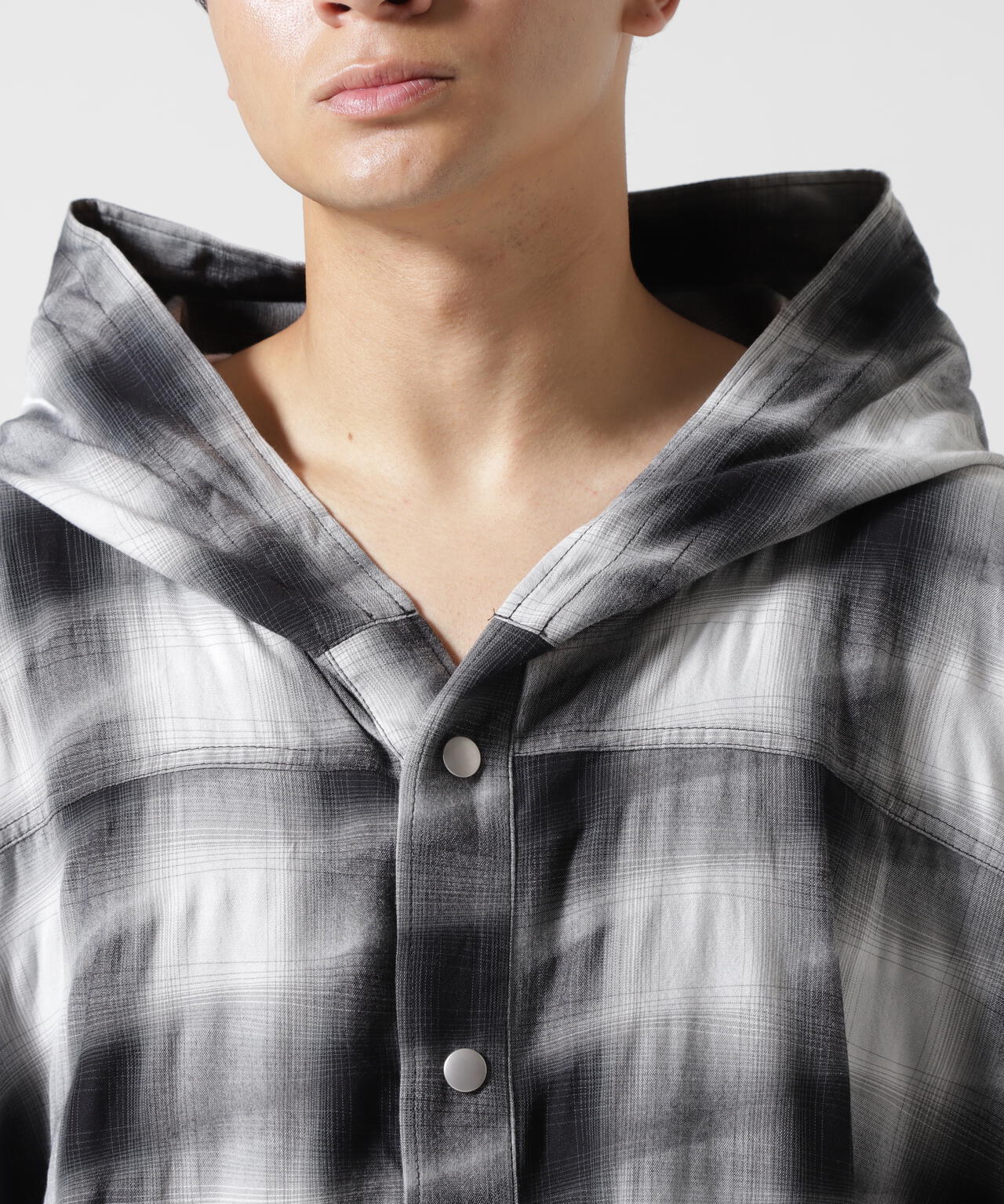 A.F ARTEFACT/エーエフアーティファクト/YOROKE CHECK HOODIE SHIRTS