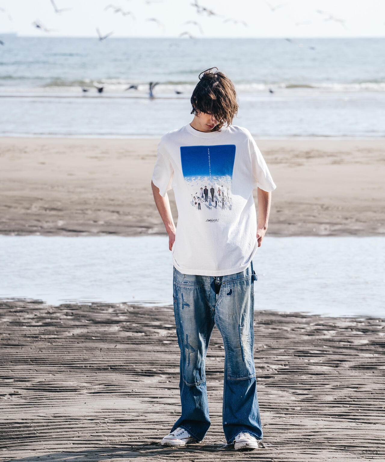 SAINT MICHAEL/セントマイケル/EV_SS TEE - BLUE WHITE