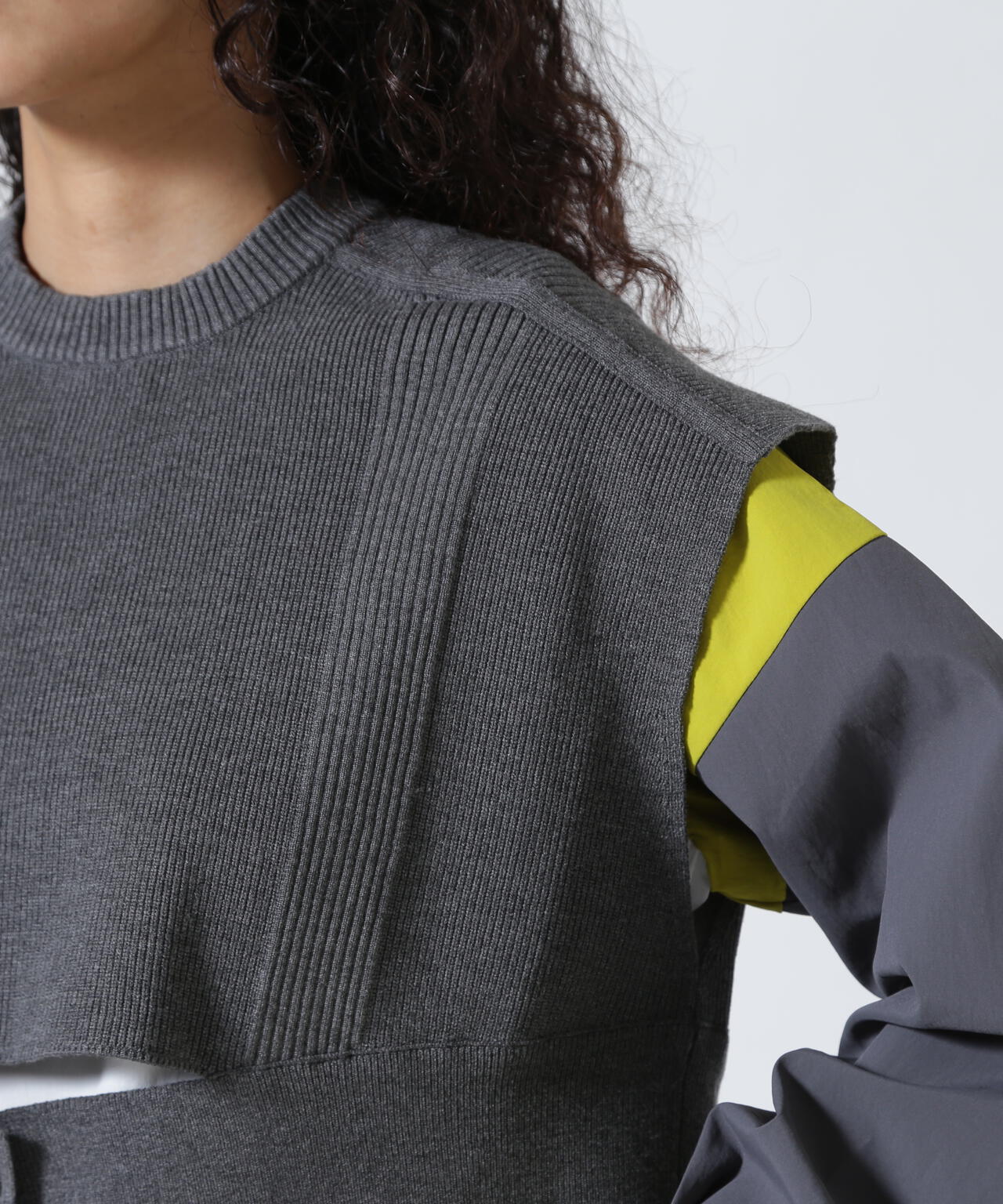UN3D./アンスリード/KNIT VEST DOCKING SHIRT/ニットベストドッキングシャツ