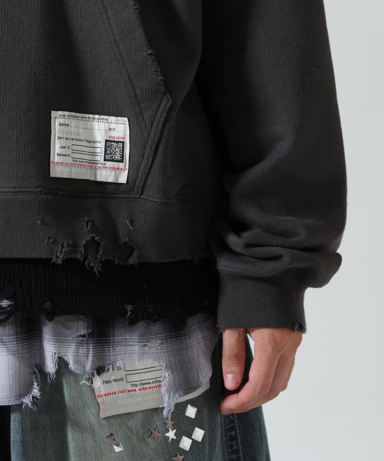 Maison MIHARAYASUHIRO/メゾン ミハラヤスヒロ/TRIPLE LAYERED HALF ZIP HOODIE