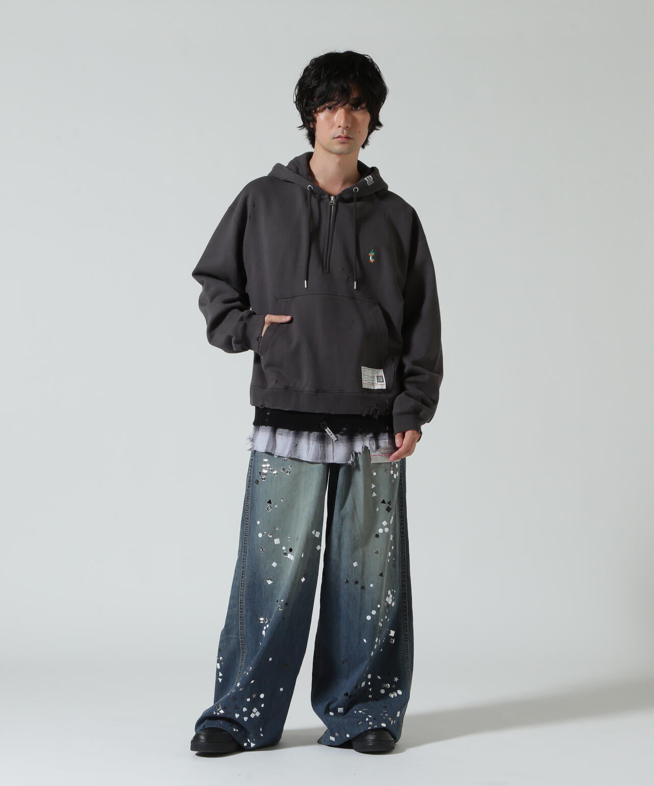Maison MIHARAYASUHIRO/メゾン ミハラヤスヒロ/TRIPLE LAYERED HALF ZIP HOODIE