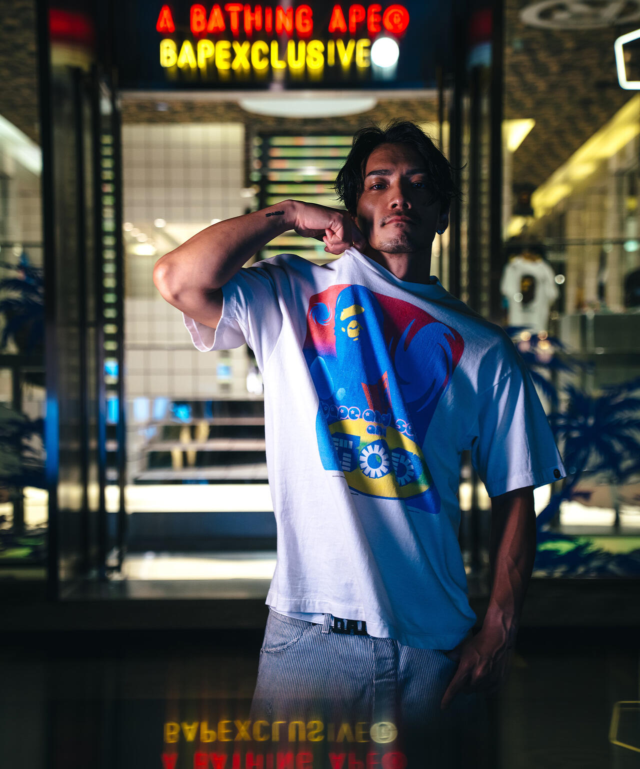 SAINT MICHAEL/セントマイケル/BAPE_SS TEE/GOD/WHITE