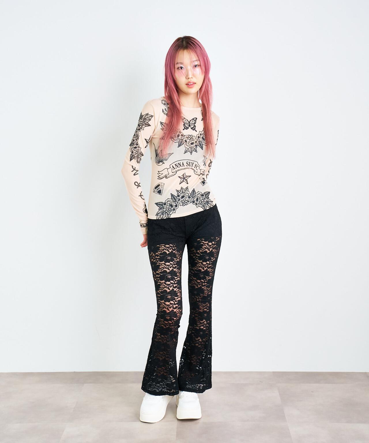 ANNA SUI NYC/アナ スイ エヌワイシー/フラワーレースストレッチパンツ