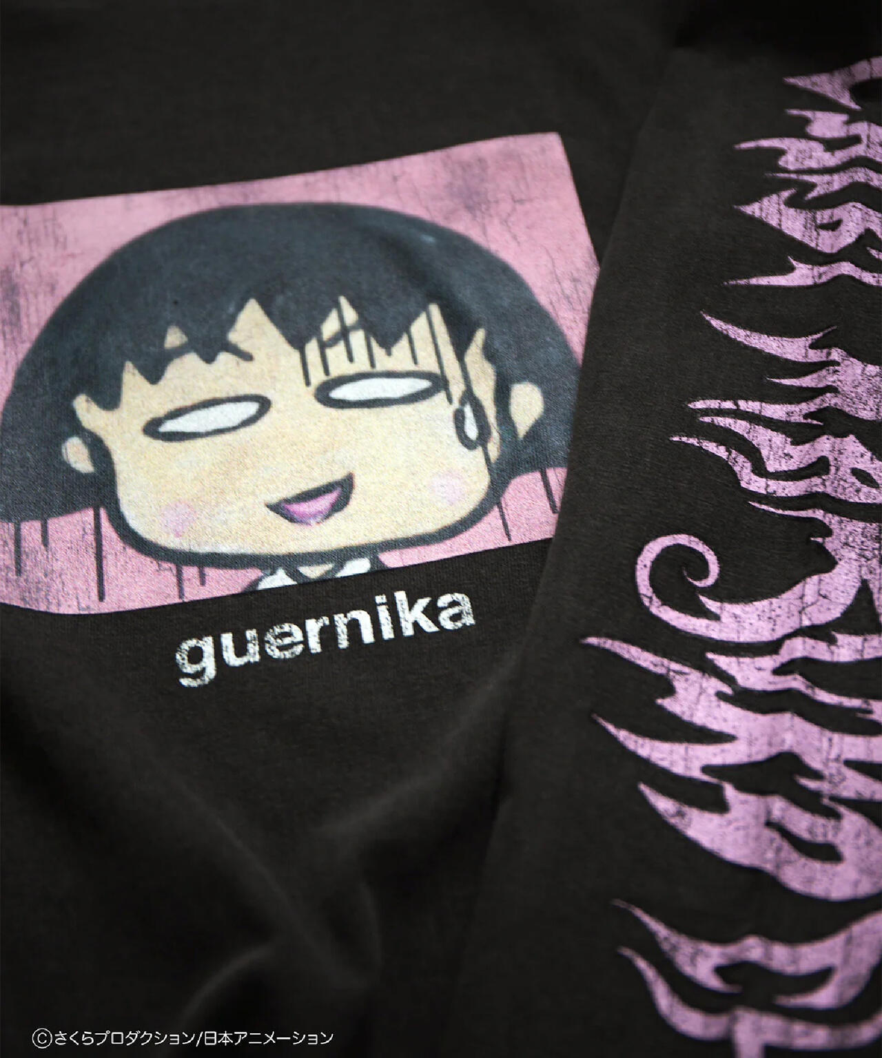 guernika×ちびまる子ちゃん/Drooping Maruko Vintag Style Long Sleeve Tshirt