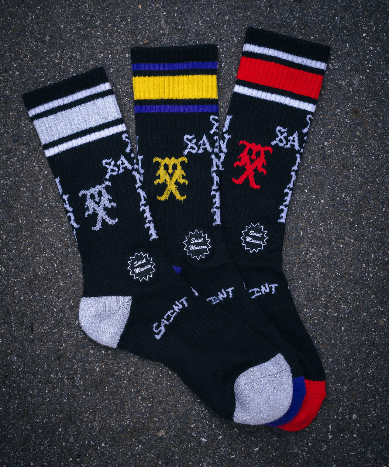 SAINT MICHAEL/セントマイケル/SOCKS/SINNER/BLACK+PURPLE