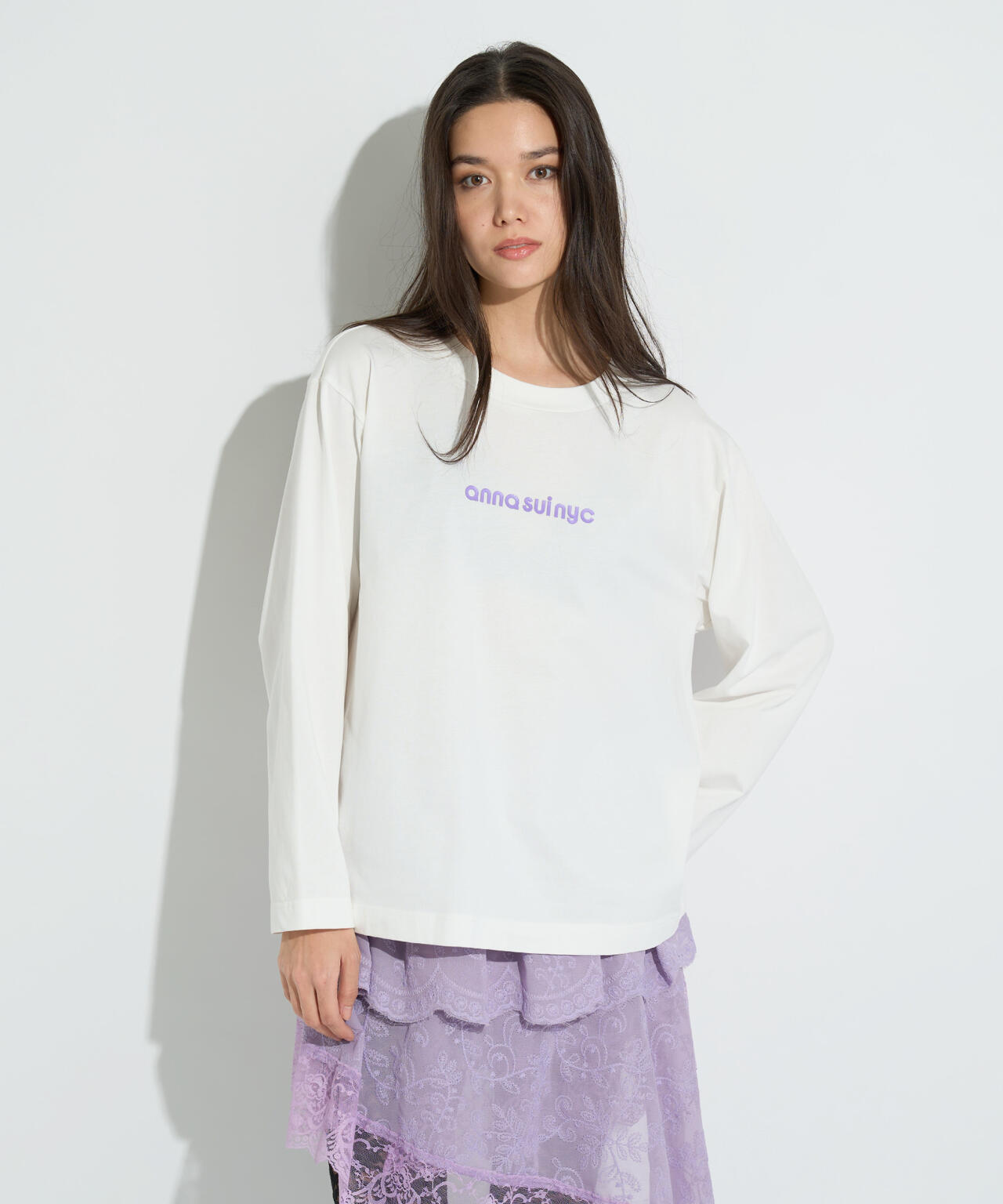 ANNA SUI NYC/アナ スイ エヌワイシー/メッシュレイヤードロングTシャツ