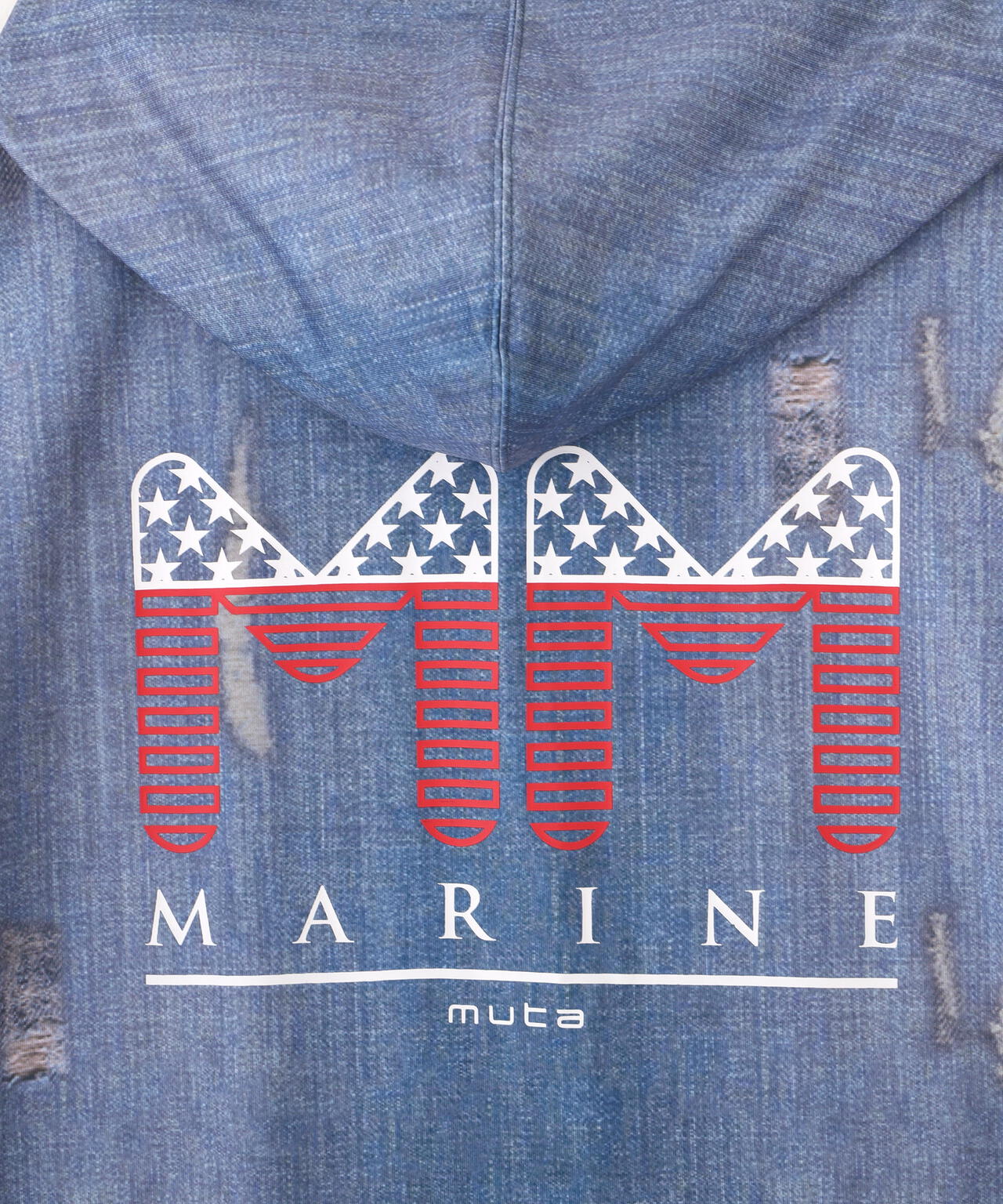muta MARINE/ムータ マリン/別注DENIMプリントラッシュパーカー