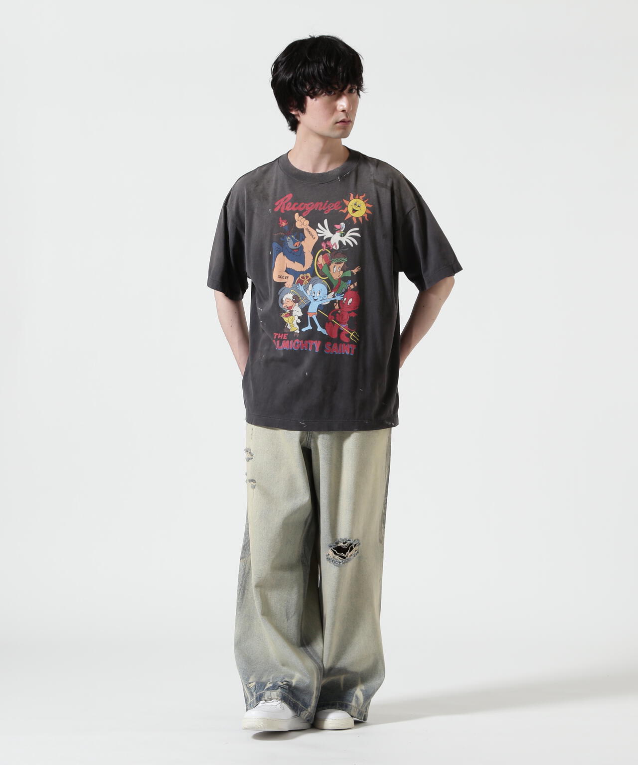 SAINT MICHAEL/セントマイケル/SS T-SHIRT/ALMITHY SAINT/BLACK