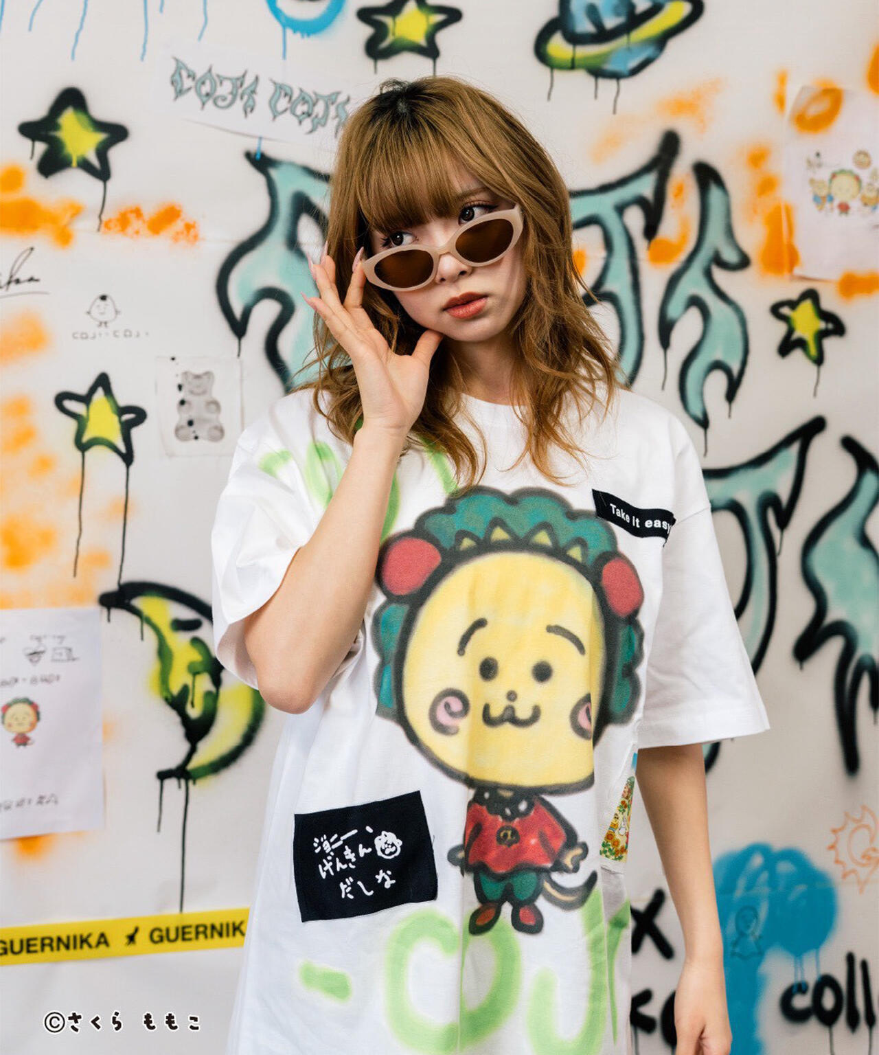 guernika/ゲルニカ/Drooping COJI-COJI Paint T-shirt / White