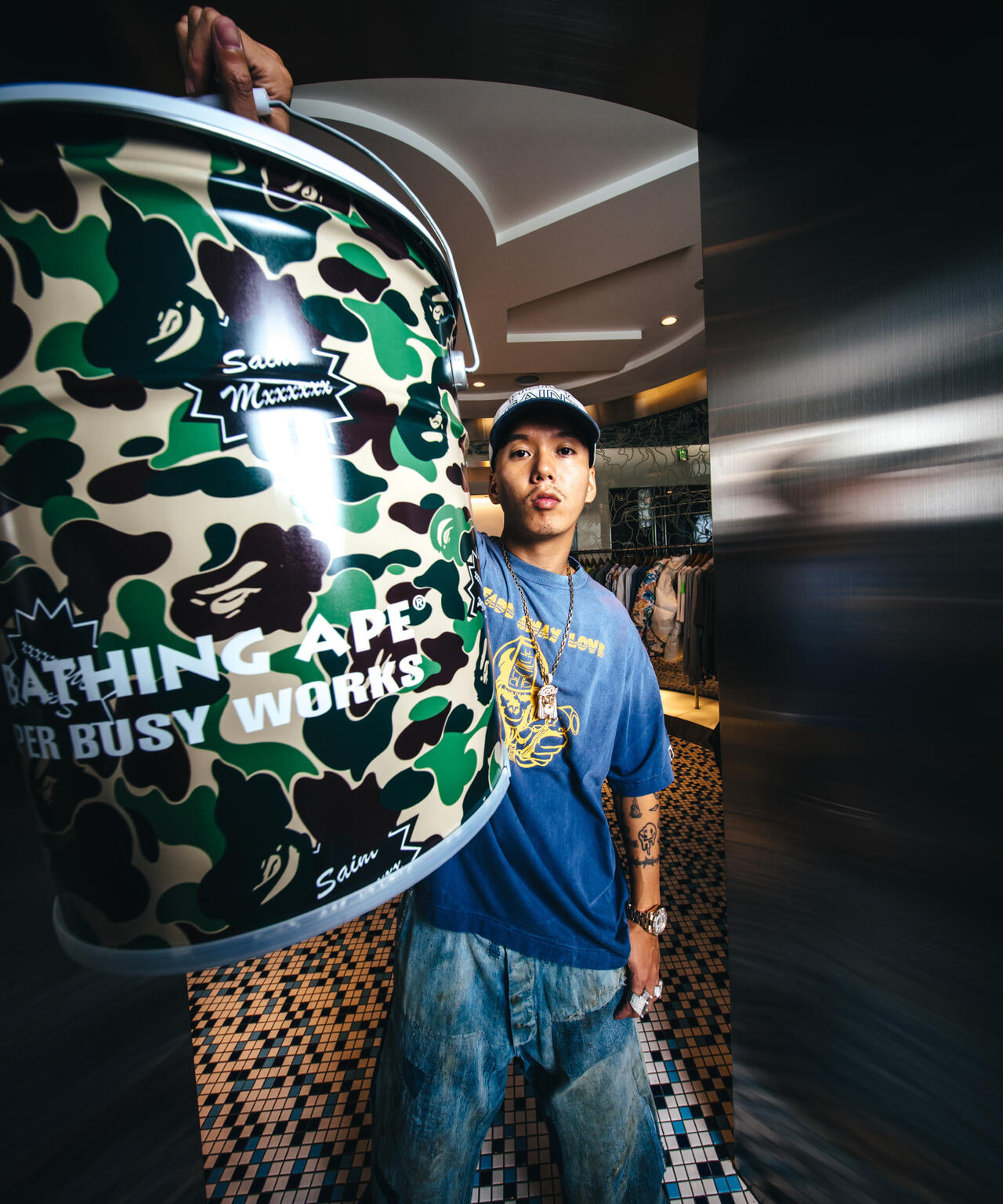 SAINT MICHAEL×A BATHING APE/BAPE_CAN STOOL/CAMO