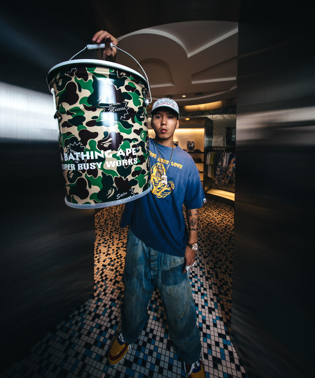 SAINT MICHAEL×A BATHING APE/BAPE_CAN STOOL/CAMO
