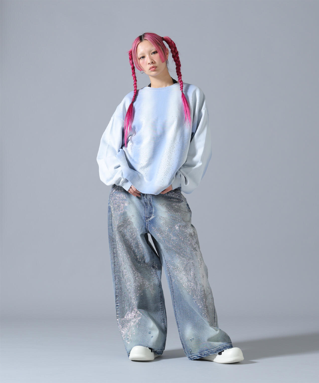 FR(13)NDS/フレンズ/LINE STONE BUGGY DENIM