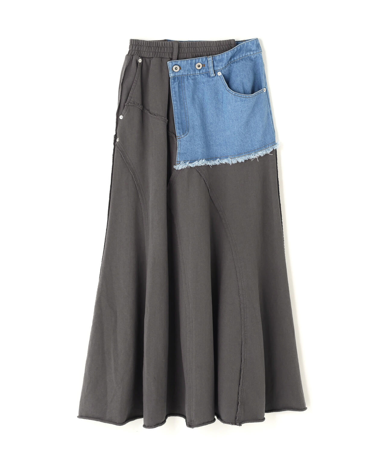 AULA AILA/アウラアイラ/DENIM SWEAT DOCKING FLARE SKIRT