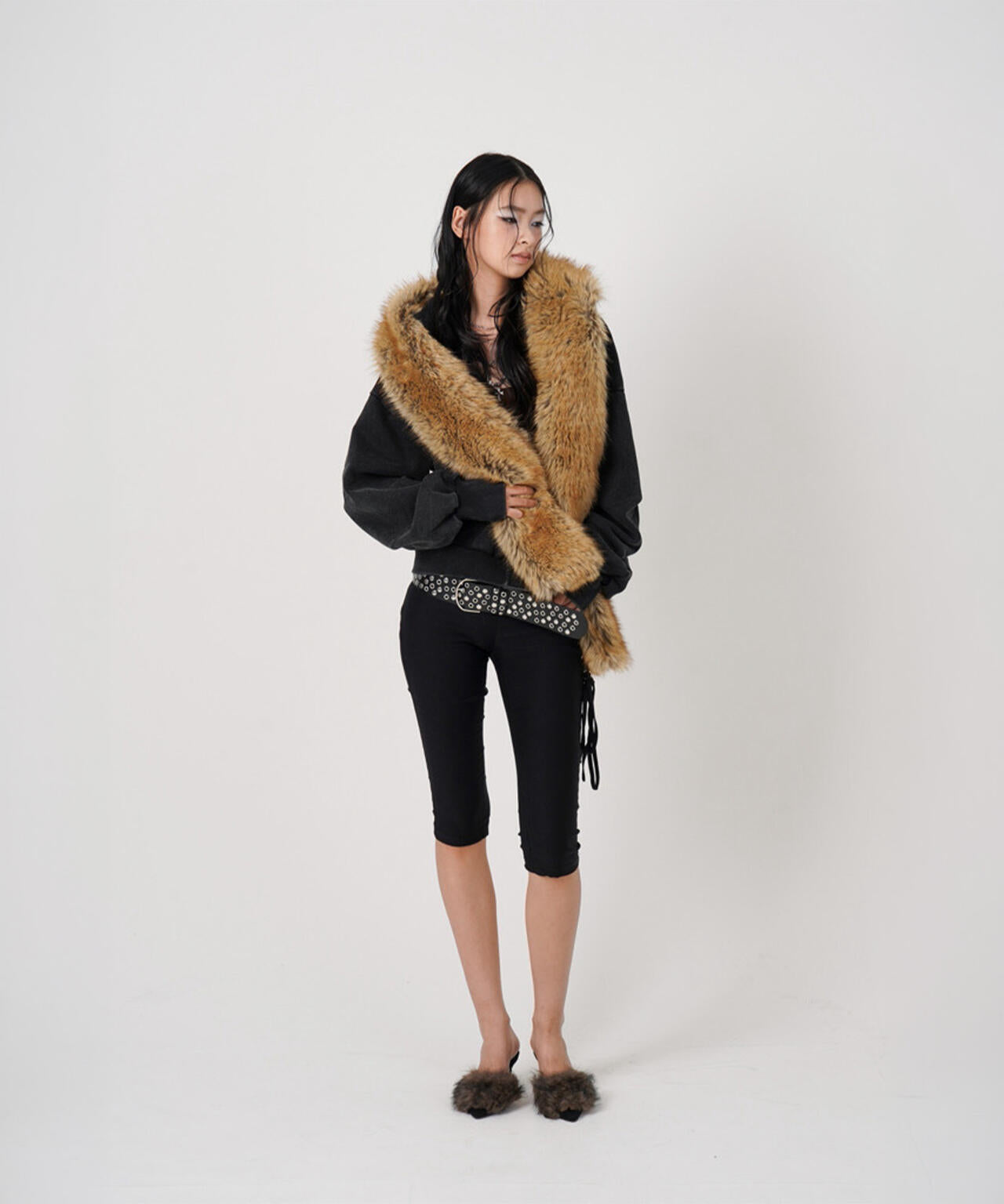 MITSUKI/ミツキ/FAUX MUFFLER HOODIE