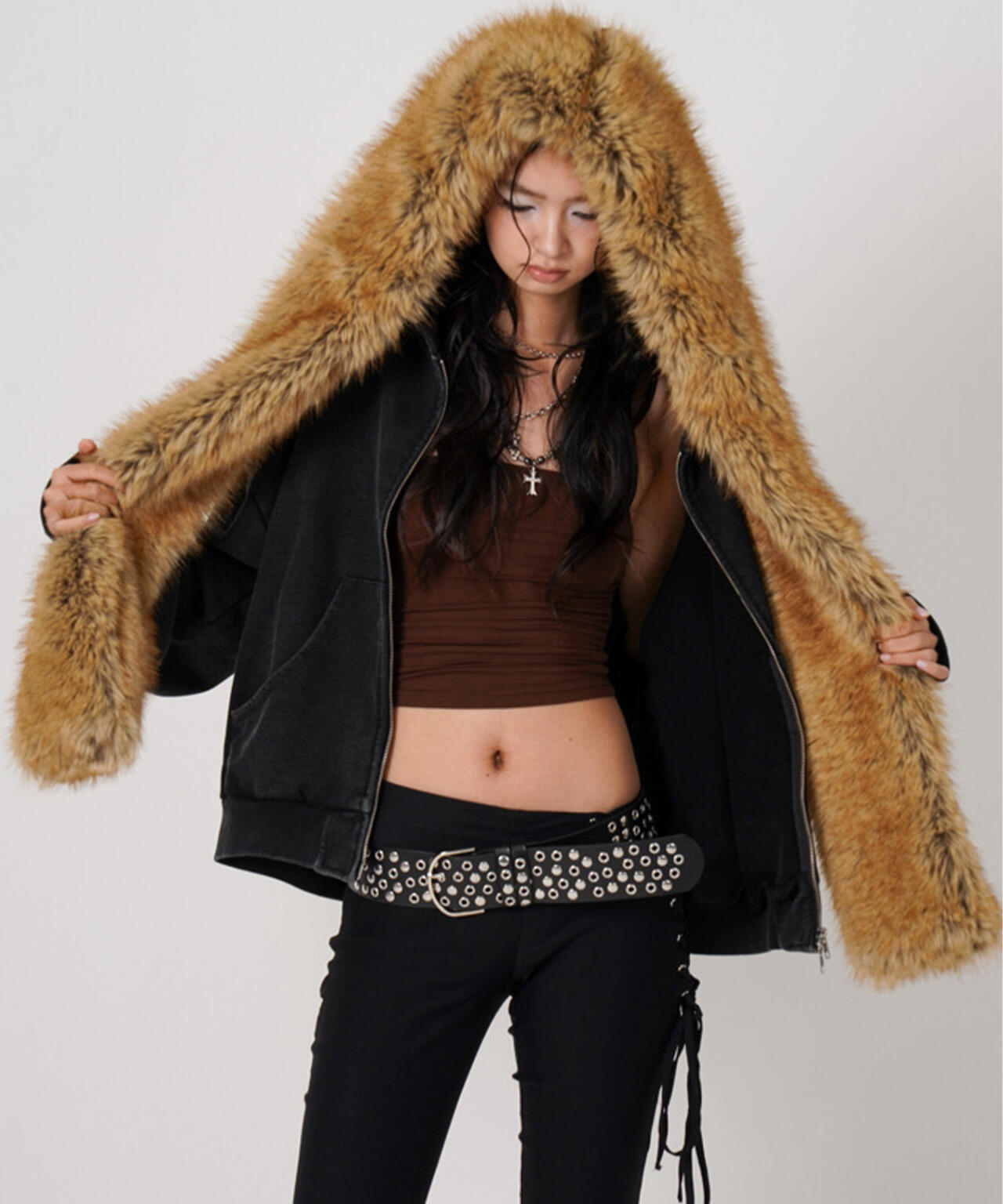 MITSUKI/ミツキ/FAUX MUFFLER HOODIE