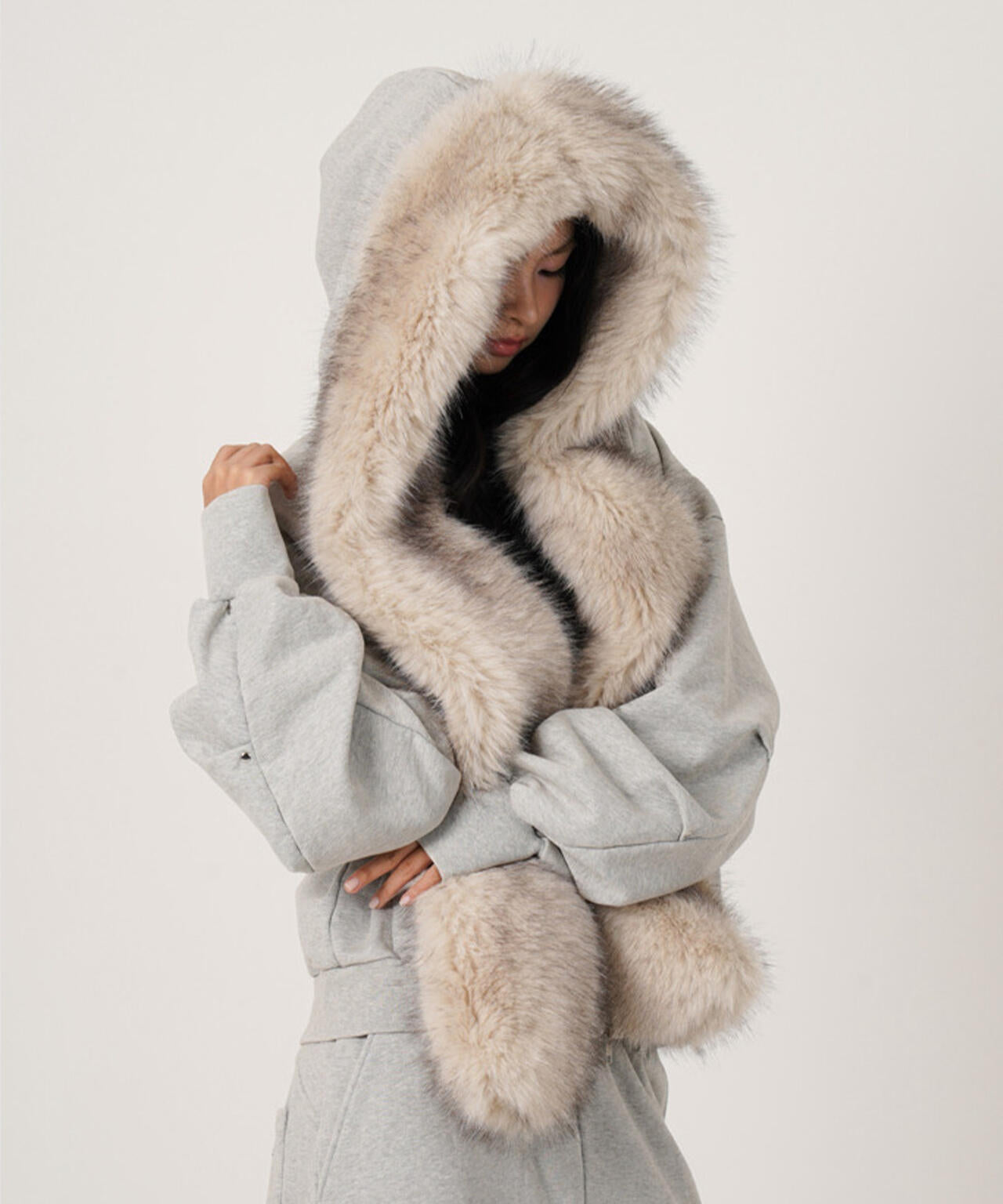 MITSUKI/ミツキ/FAUX MUFFLER HOODIE