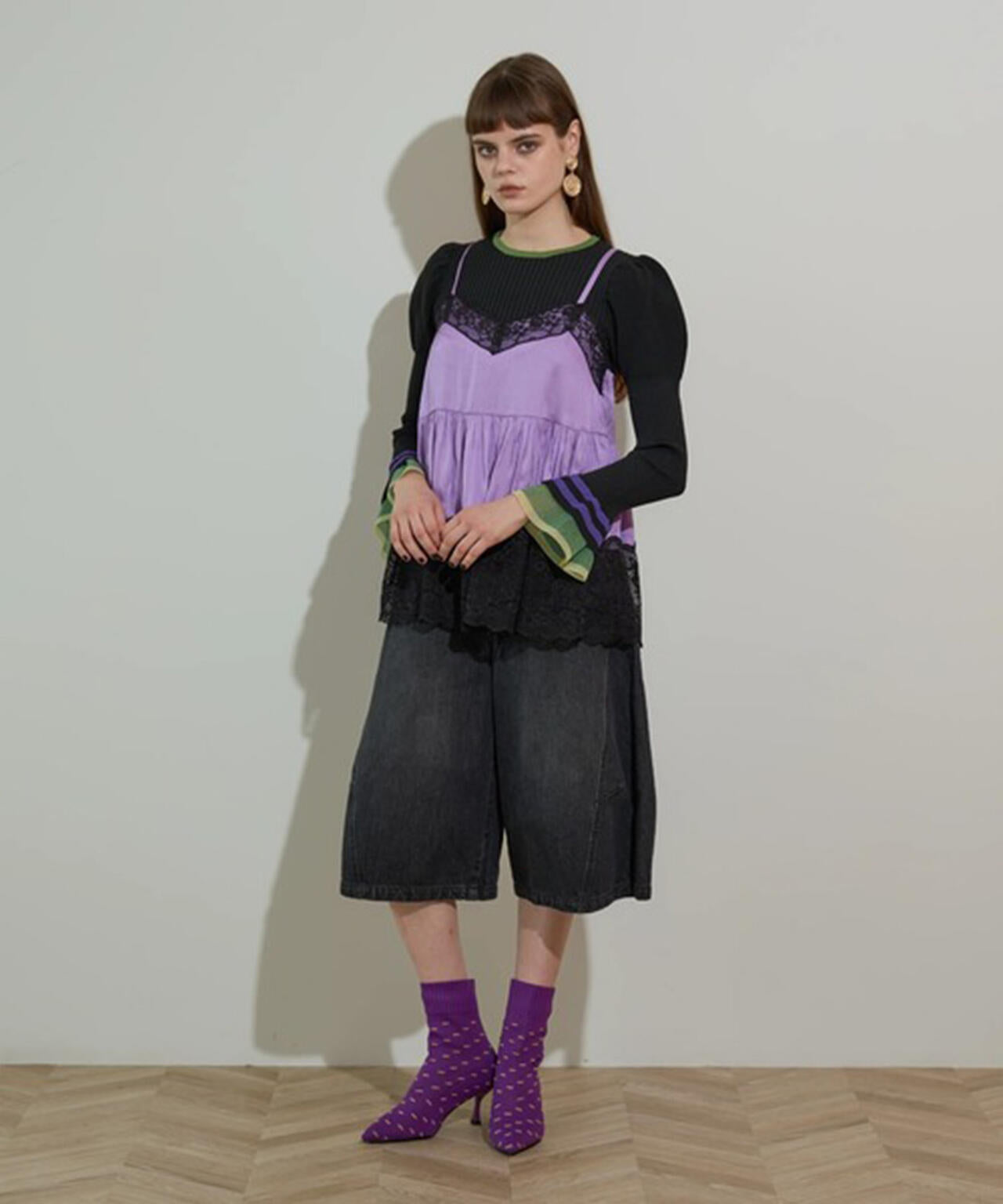 anna sui nyc/アナ スイ エヌワイシー/レースサテンキャミソール