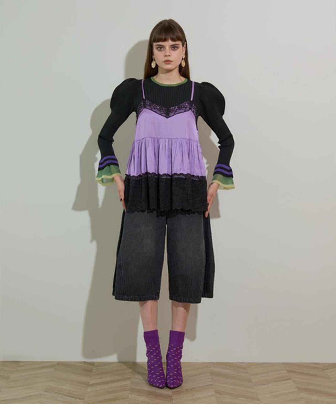 anna sui nyc/アナ スイ エヌワイシー/レースサテンキャミソール