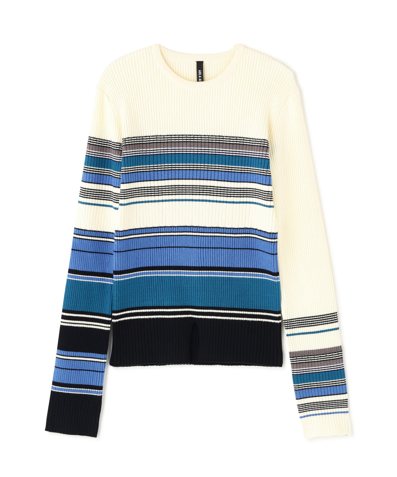 AULA AILA/アウラアイラ/ASYMMETRY BORDER RIB KNIT