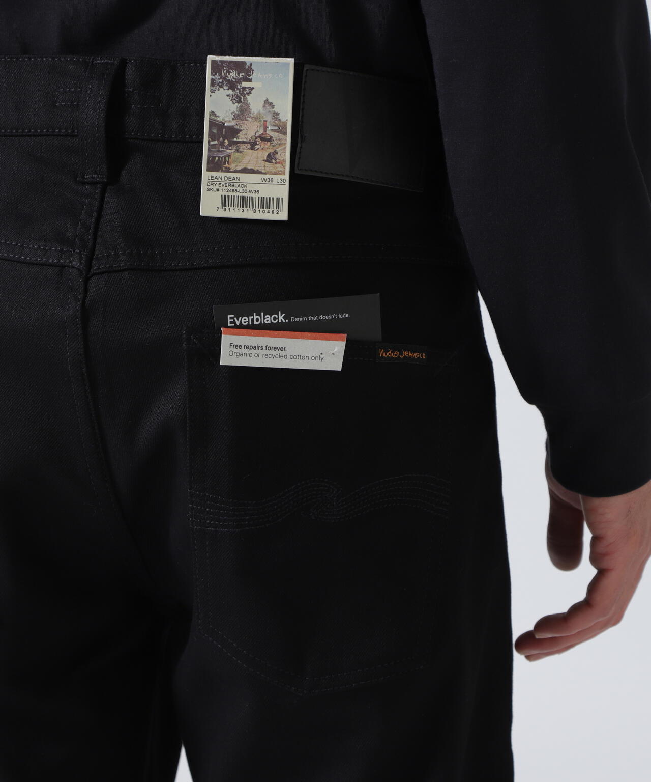 NUDIE JEANS/ヌーディージーンズ/LEAN DEAN /DRY EVER BLACK
